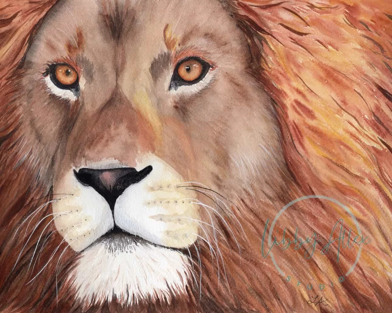 Eyes of Fire | Framed Original Watercolor Painting