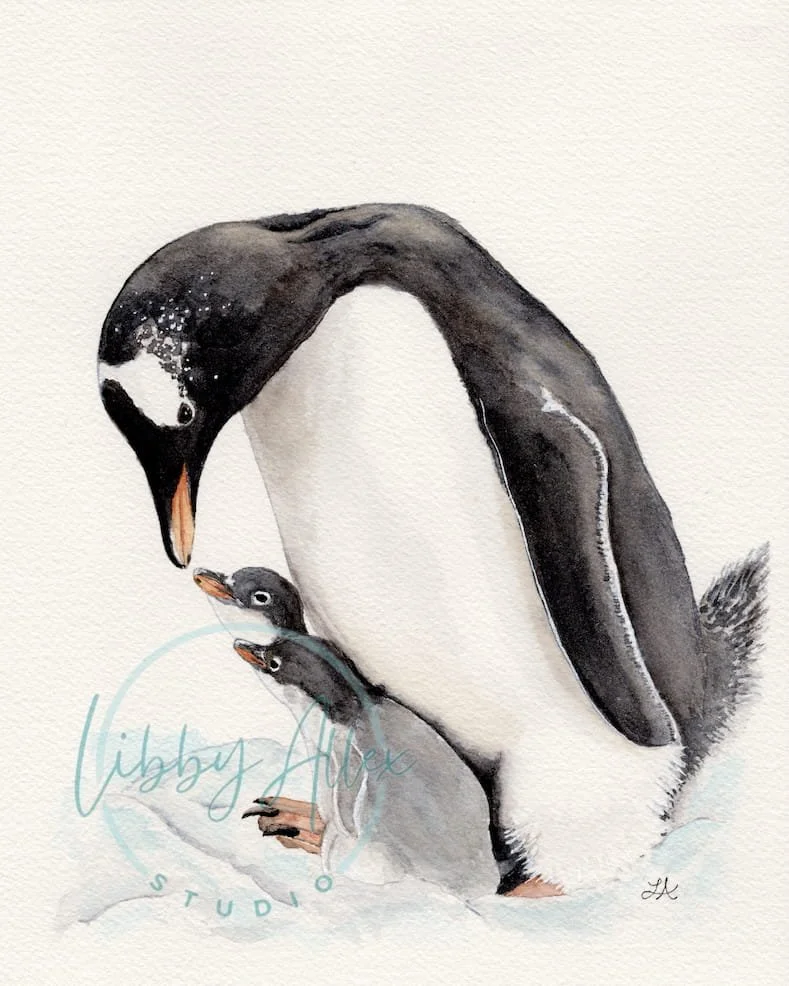 Original - Sheltered in the Snow – Watercolor Painting (8x10, Matted and Framed to 11x14)