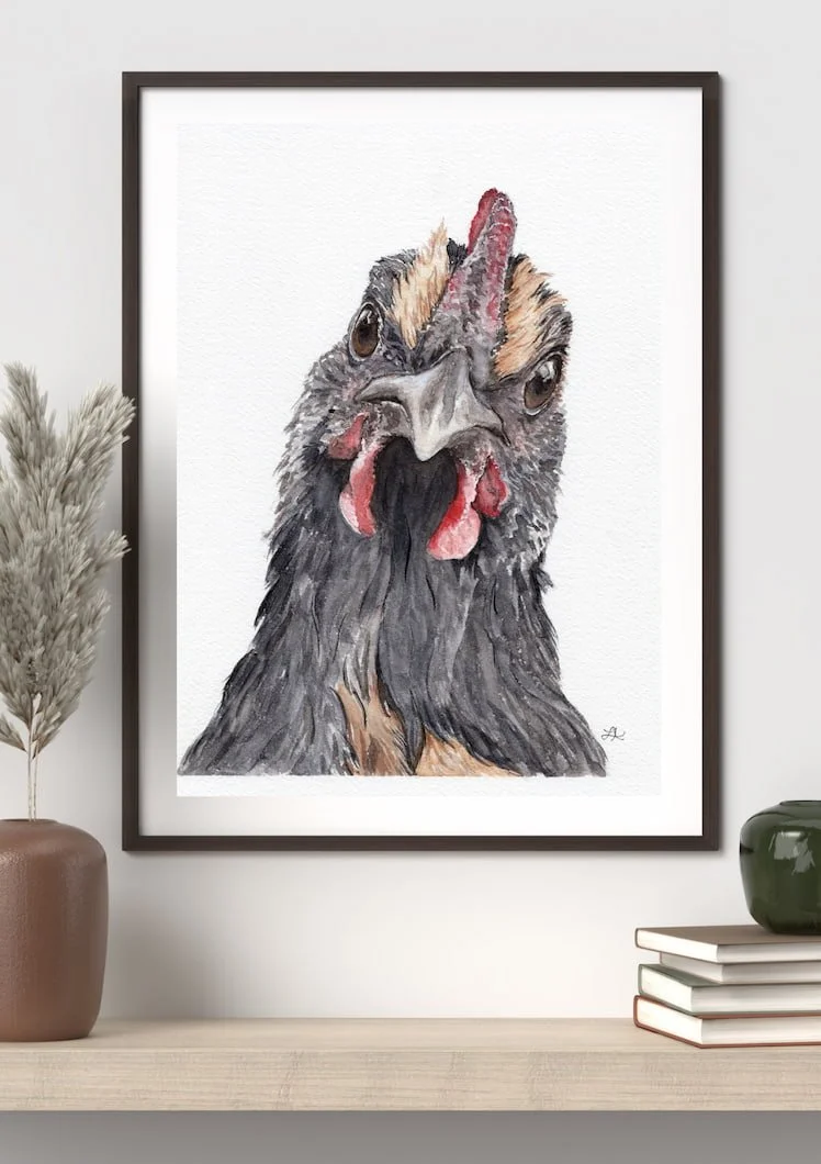 Original - Barnyard Attitude – Watercolor Painting (8x10, Matted to 11x14)