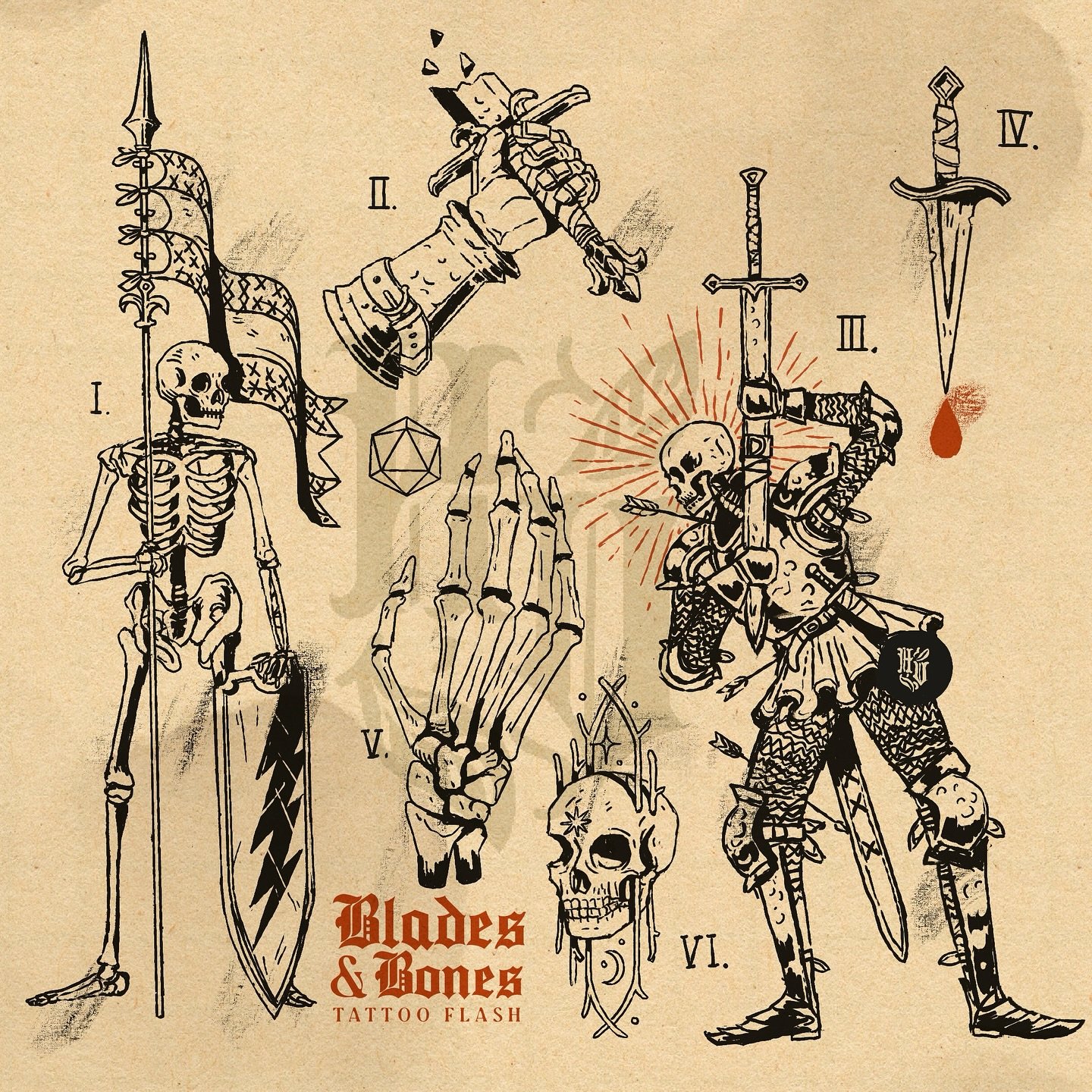 Blades &amp; Bones Tattoo Flash
-
Hello skeletons, this is a new tattoo flash I have made. These would make great tibia or ribcage pieces. If you are interested in picking up one of these designs the link will be in my profile! Thank you!
-
#tattooar