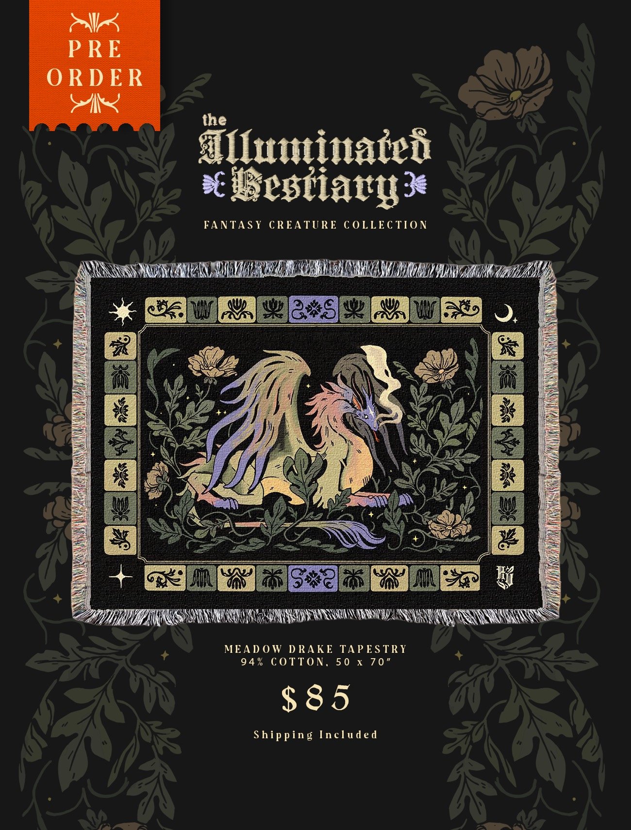 Well well well. About time I made a tapestry. I'm going to be using a company that I absolutely love to make these and they will be shipping early to mid May. Hoping to stock about 30 of these. Definitely not a cheap item but I think it will be worth