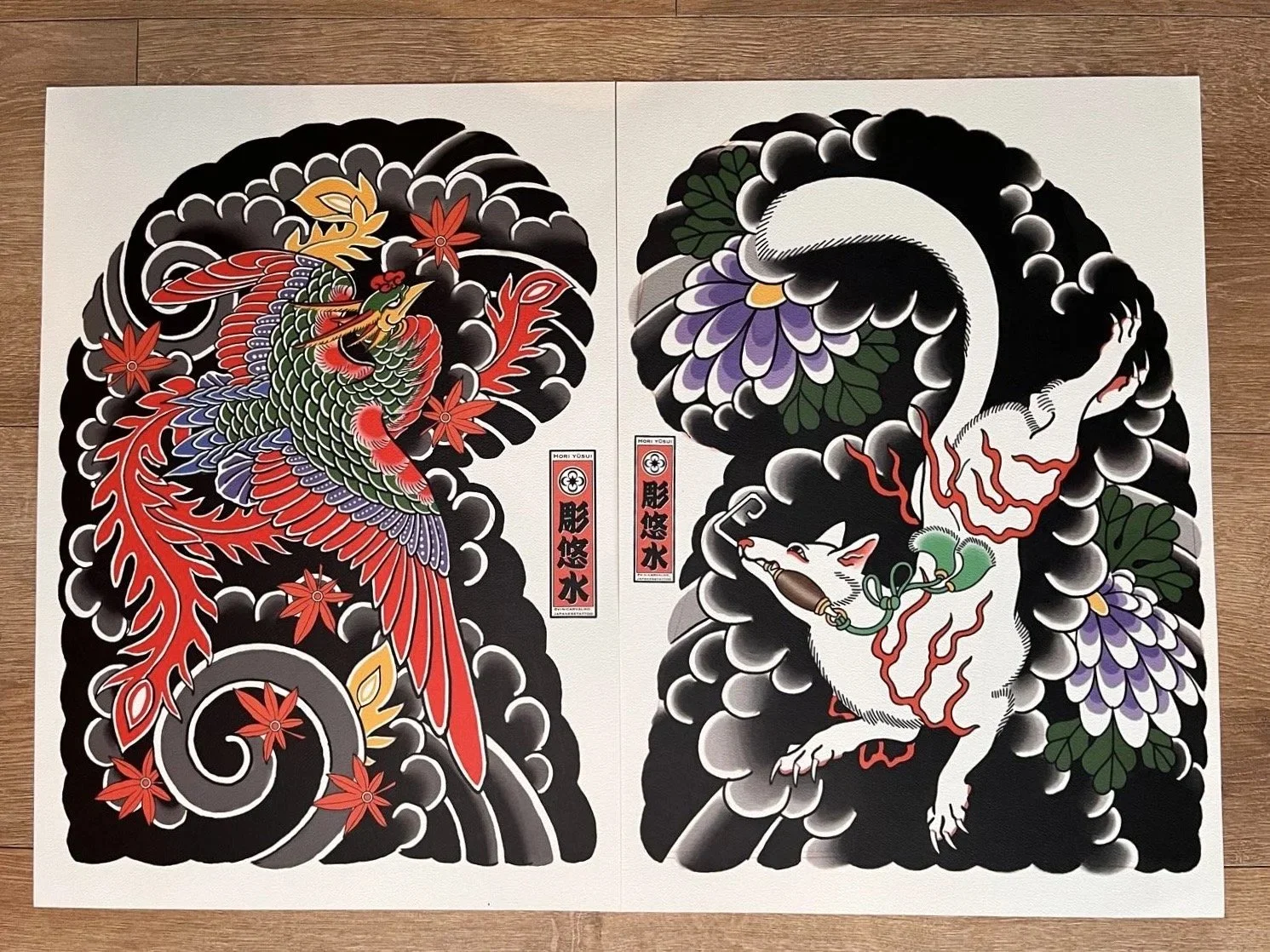 HIKAE
€30.00 Both pages
Featuring:
Phoenix and Momiji
Inari and Kiku .
Size: A3 
High Quality print

Special Water color paper 300gms.