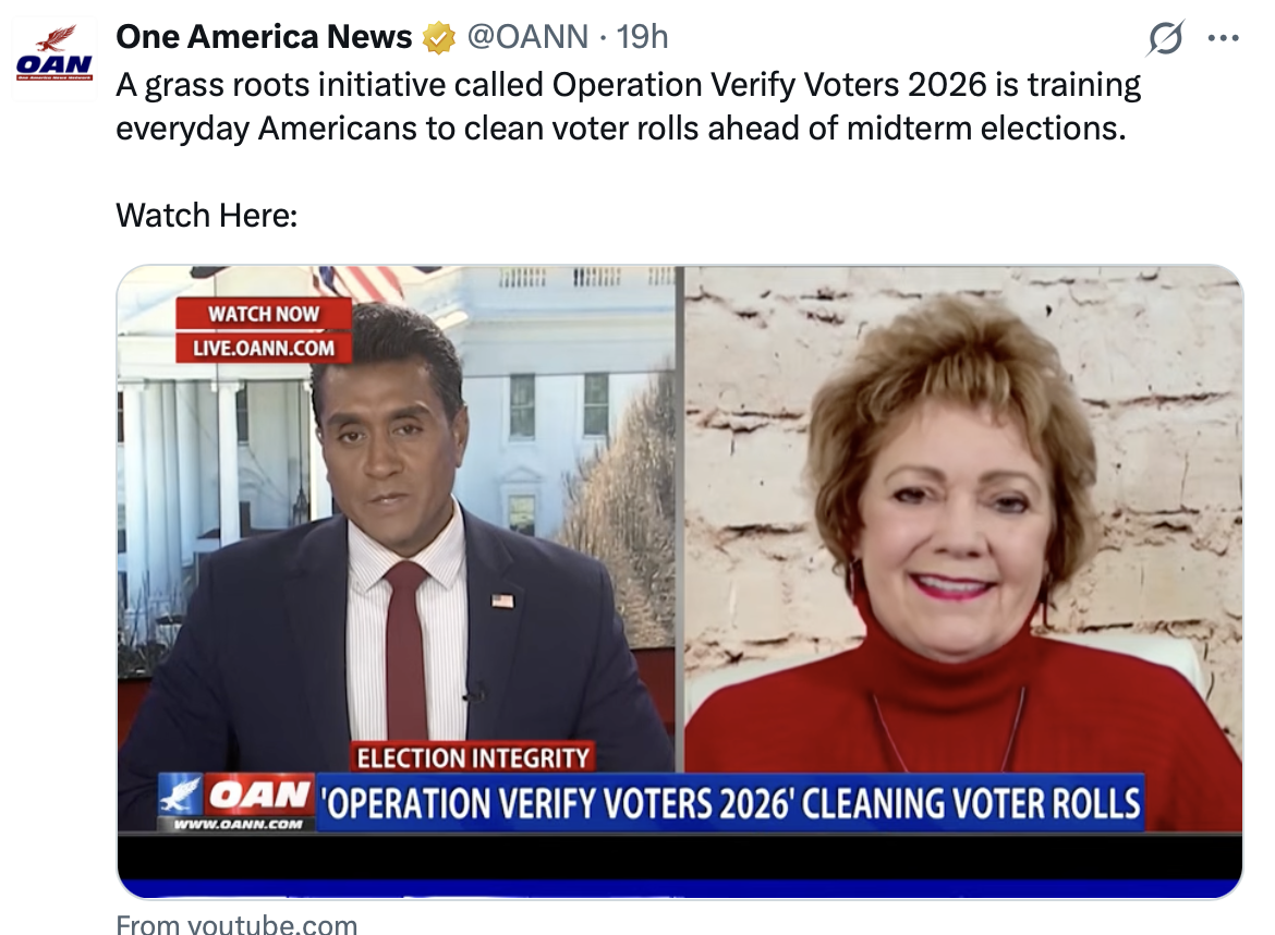 OANN: “Operation Verify Voter 2026” Cleaning Voter Rolls