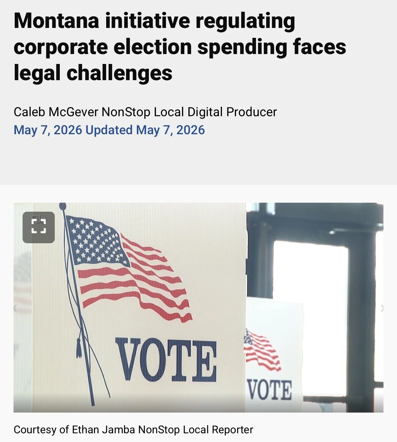 Montana initiative regulating corporate election spending faces legal challenges
