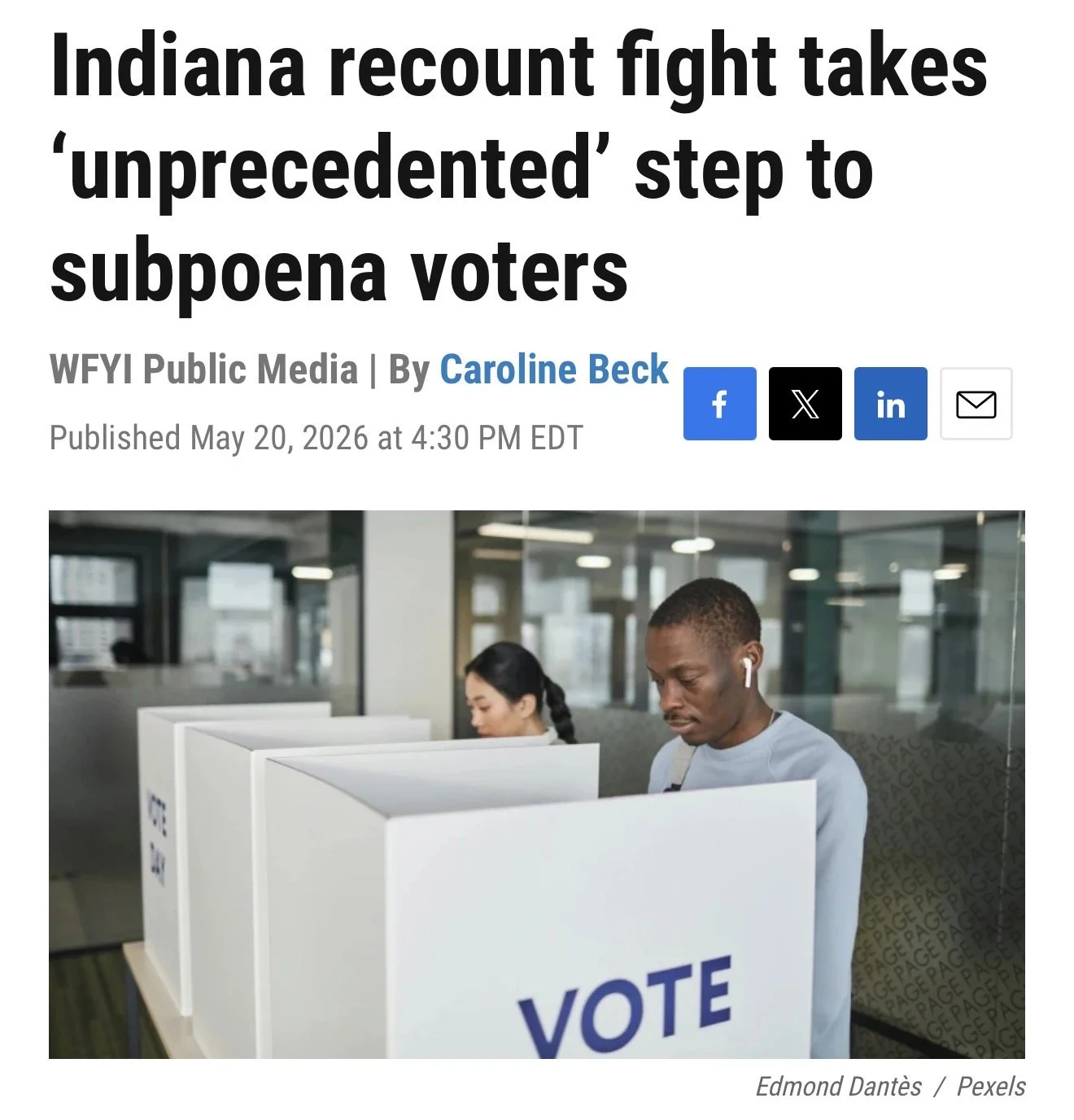 Indiana recount fight takes ‘unprecedented’ step to subpoena voters