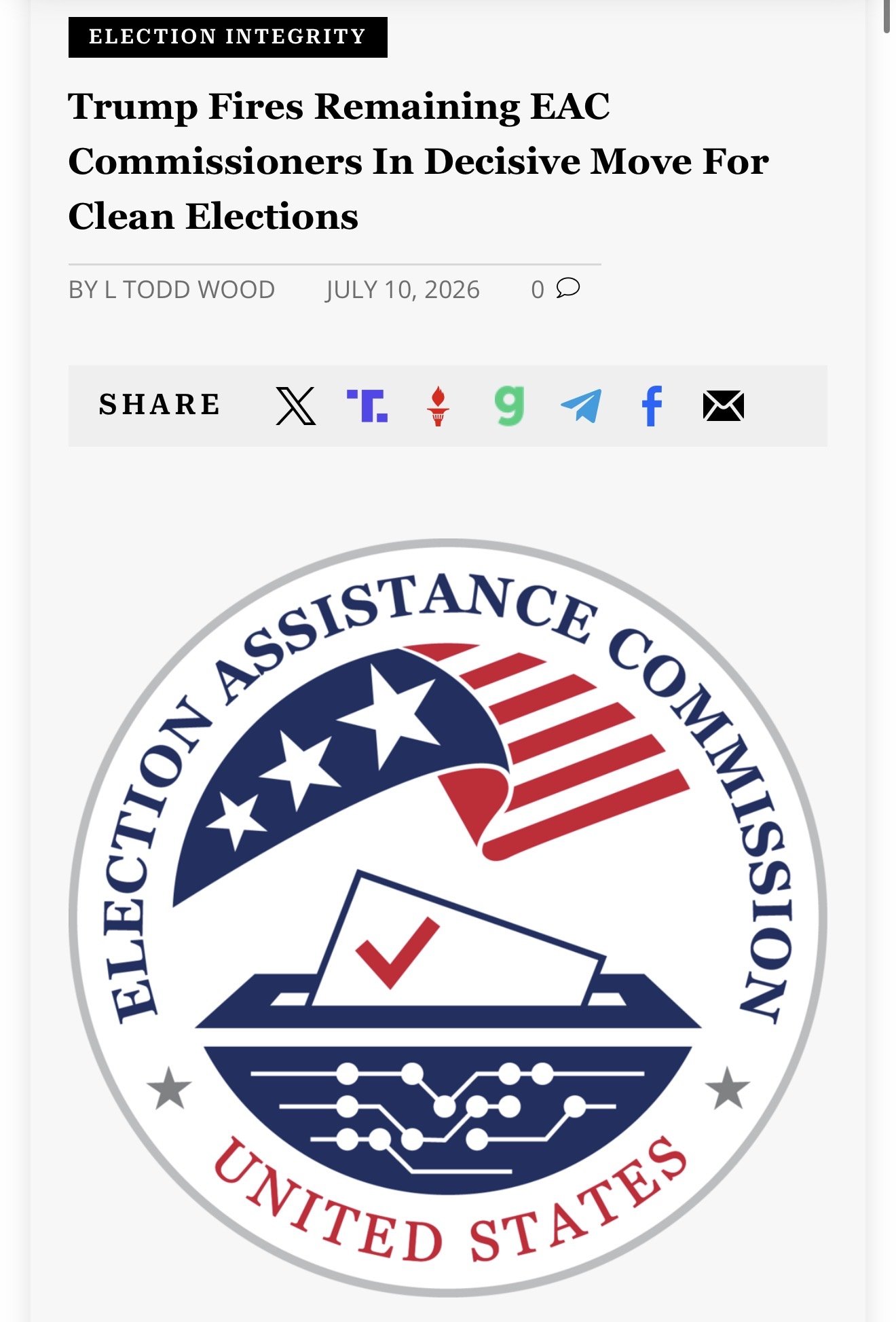 Trump Fires Remaining EAC Commissioners In Decisive Move For Clean Elections