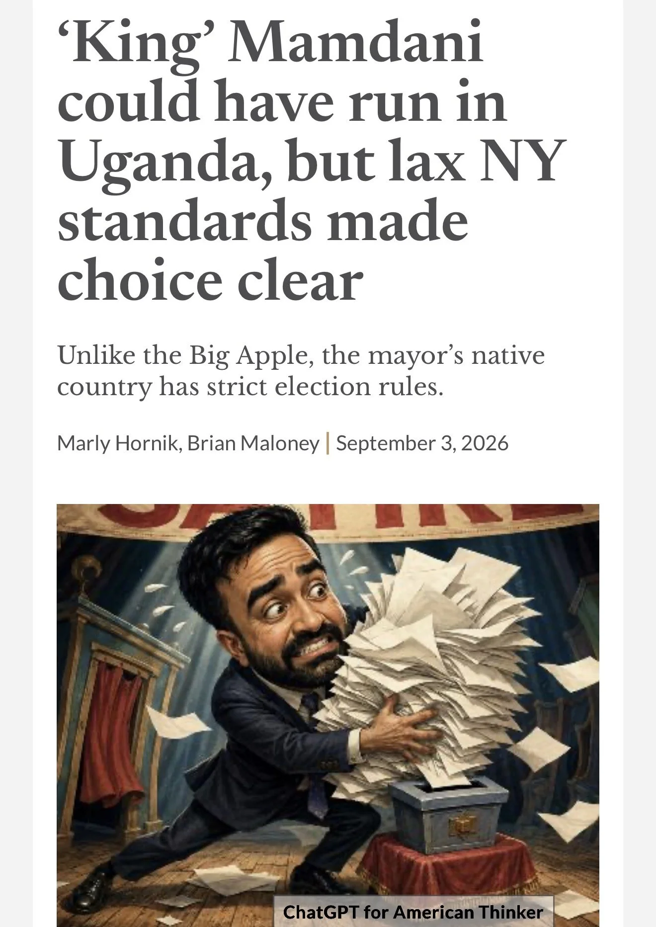 ‘King’ Mamdani could have run in Uganda, but lax NY standards made choice clear