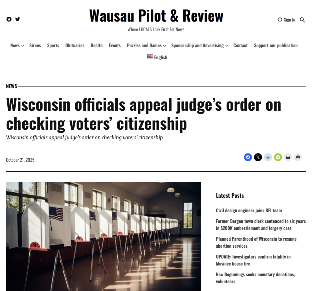 VOTE NOTES: Wisconsin officials appeal judge’s order on checking voters’ citizenship