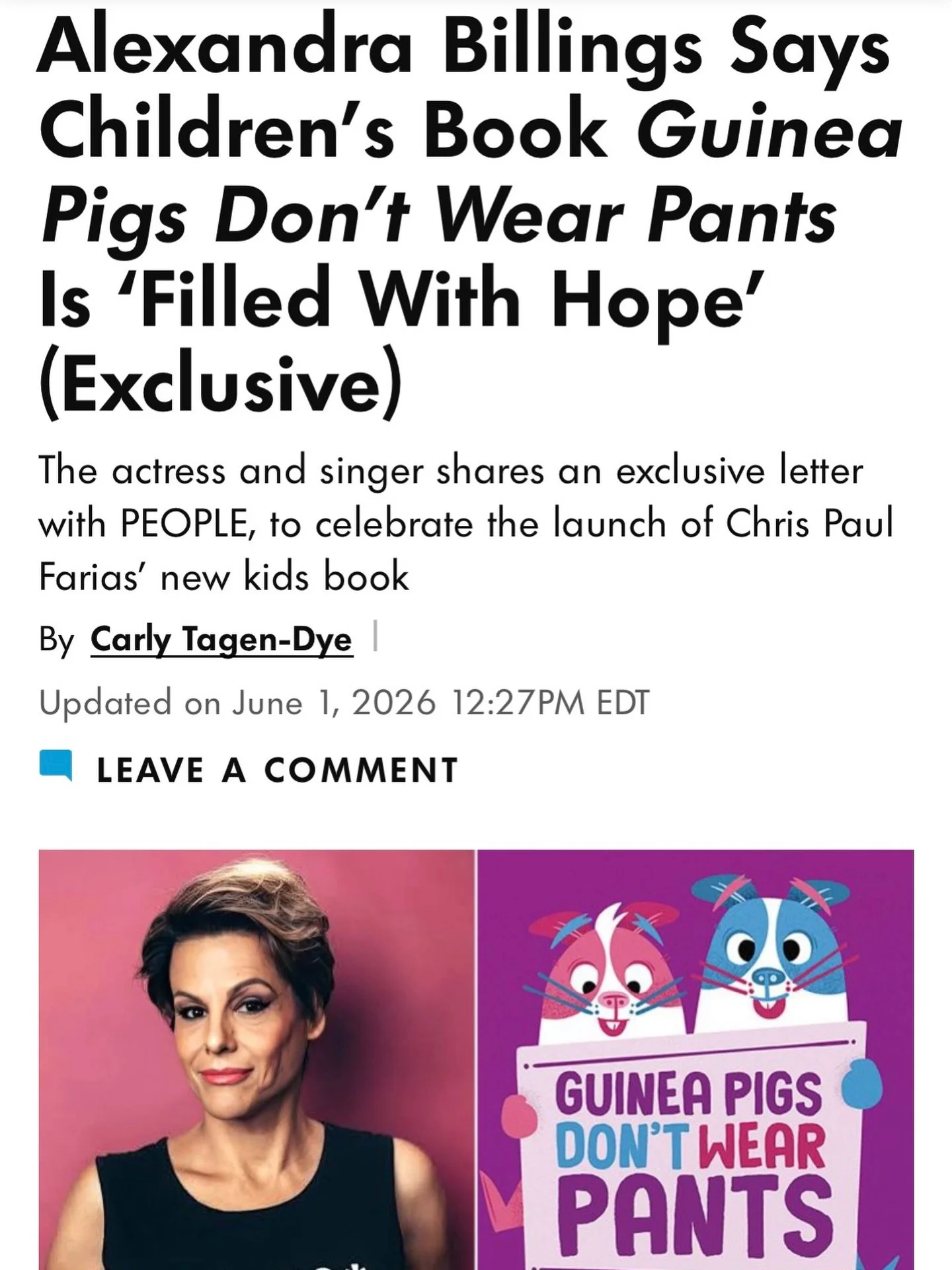 People Magazine did a piece on @therealalexandrabillings&rsquo;s beautiful and deeply personal letter written in support of @chrispaulrainbows. I am so moved and so proud we get to play this part in helping Chris change the world. Link in bio. 🙏🌈❤️