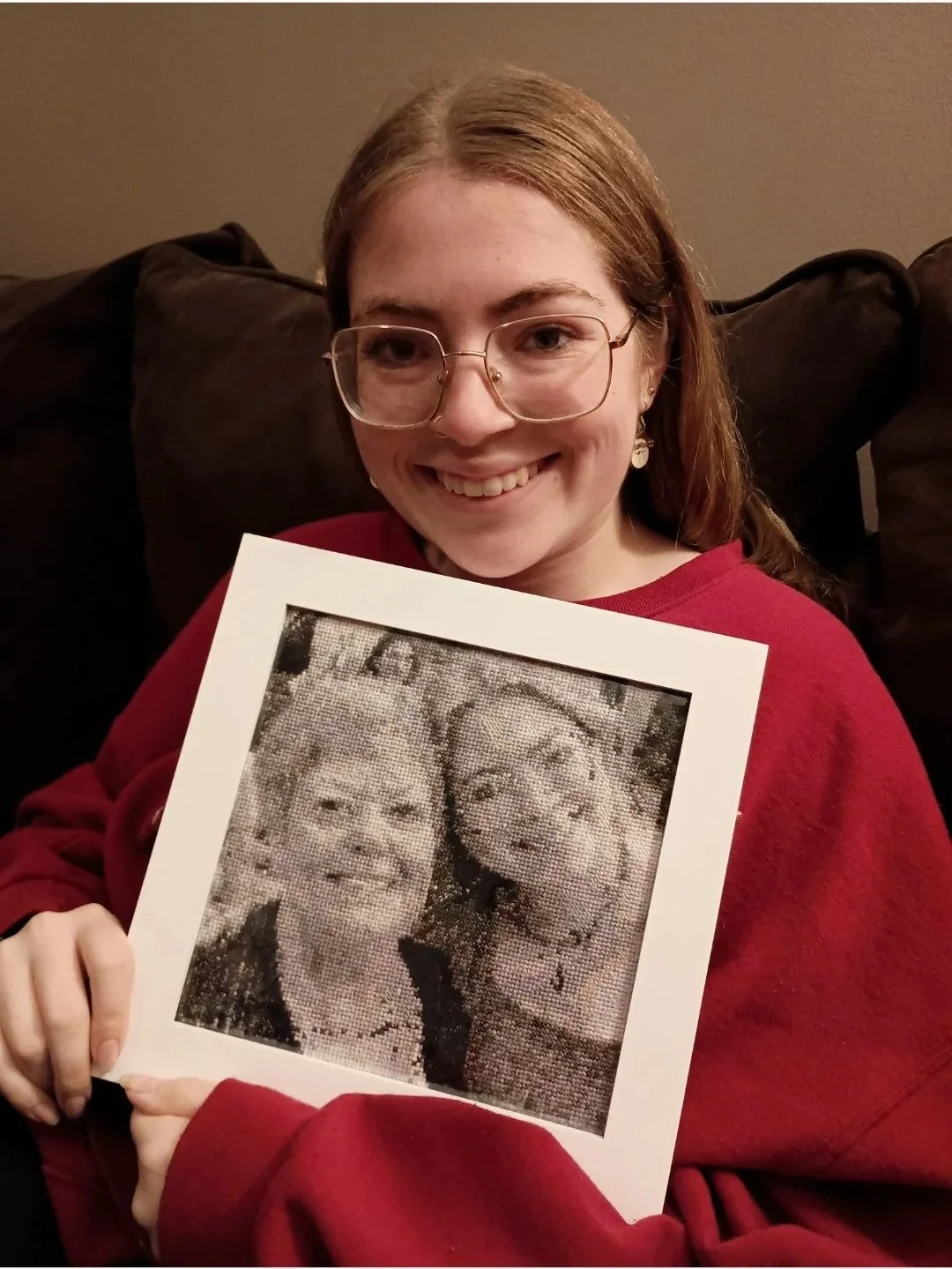 Me with cross stitch portrait 2025