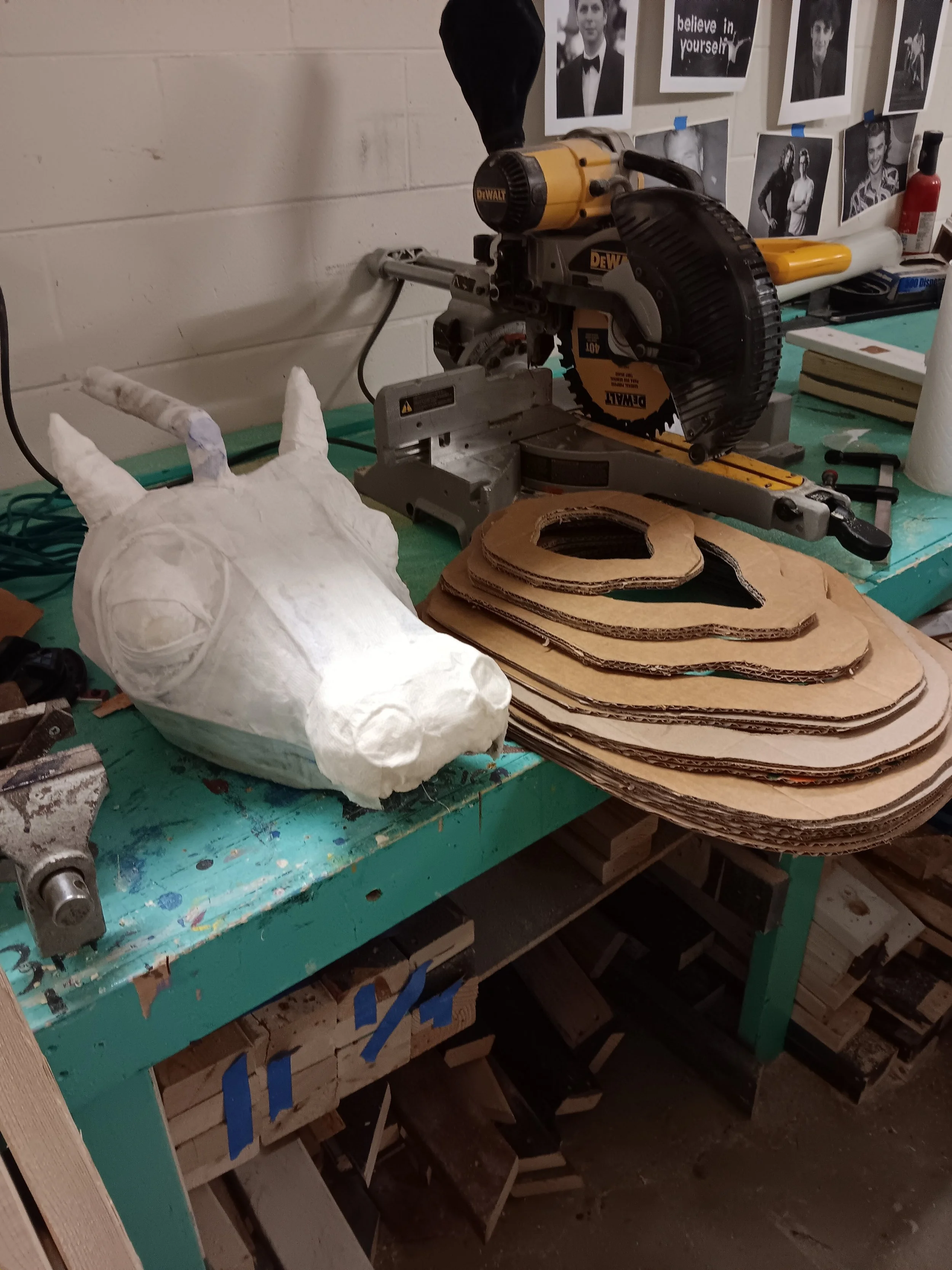 Body rings made from layers of cardboard sandwiched together.