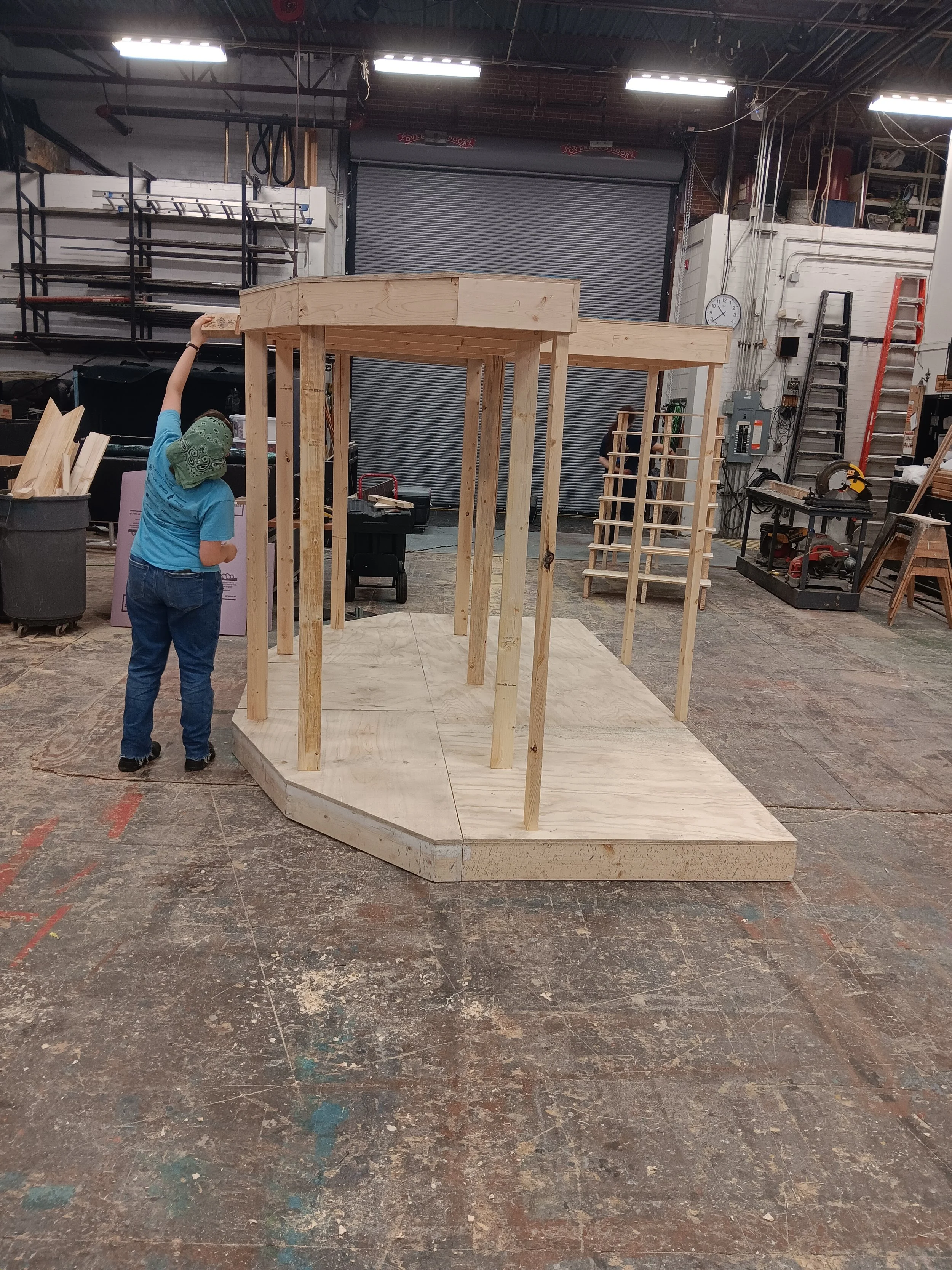 The battle ship was built entirely on air castors and built in 4 parts to make load in after intermission easier.