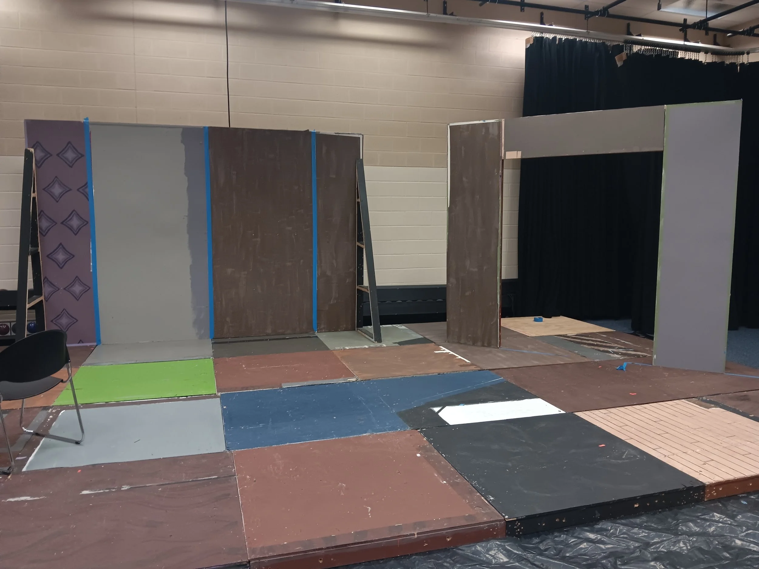 Initial installation of stage and walls