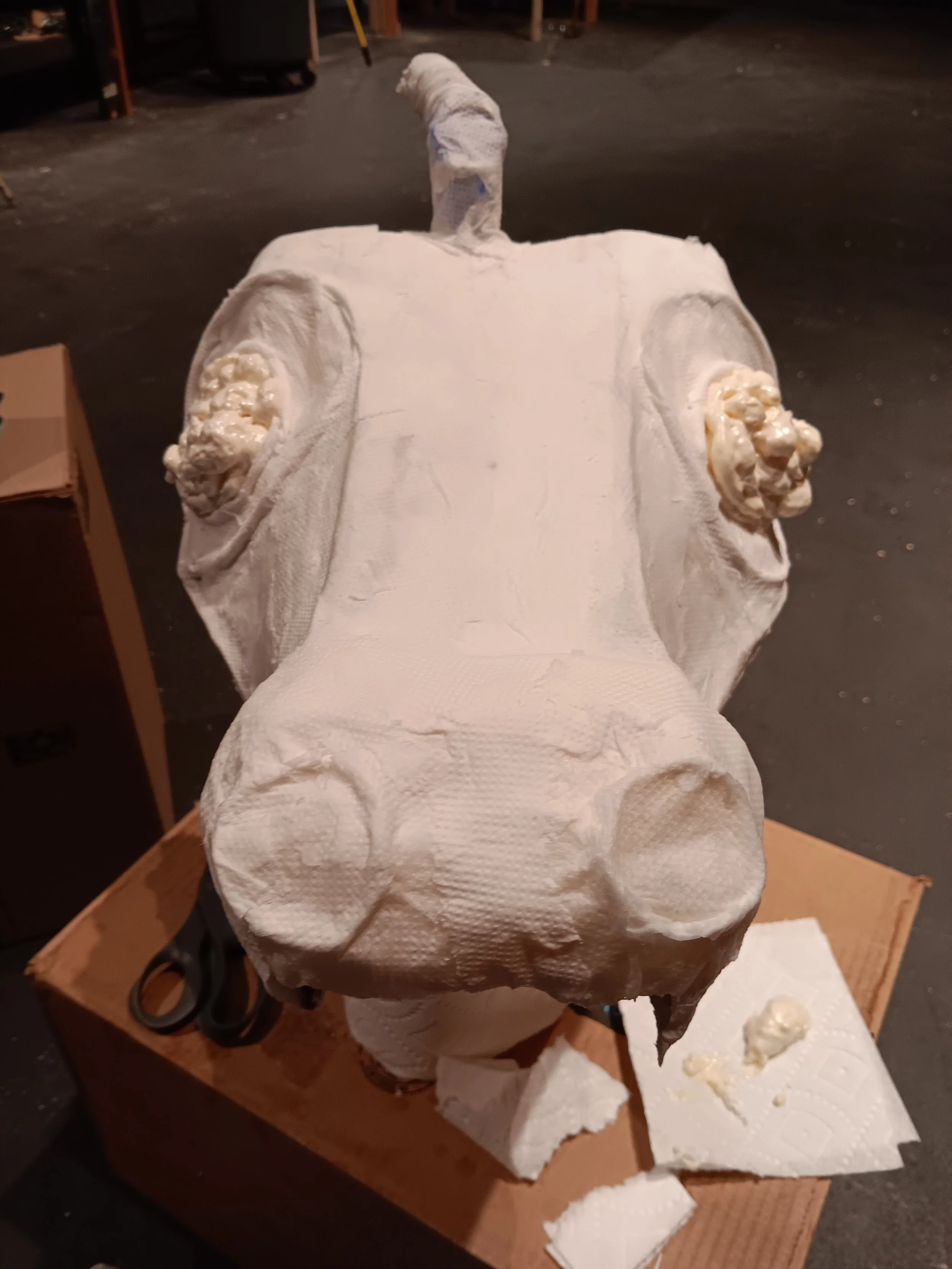 Extra spray foam to bulk out the eyes.