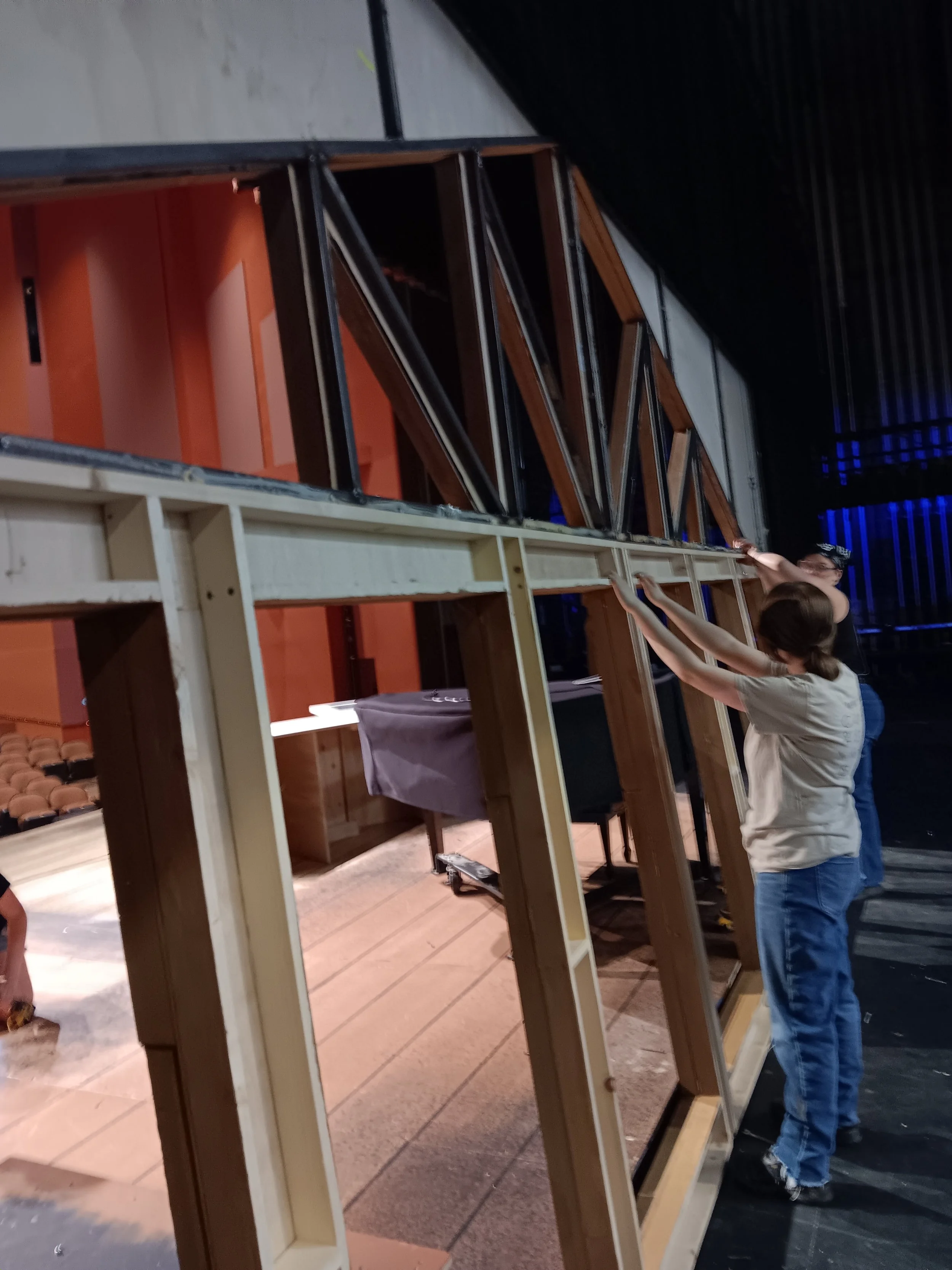 Combination wall! Half based in metal framing, half based in wood framing.