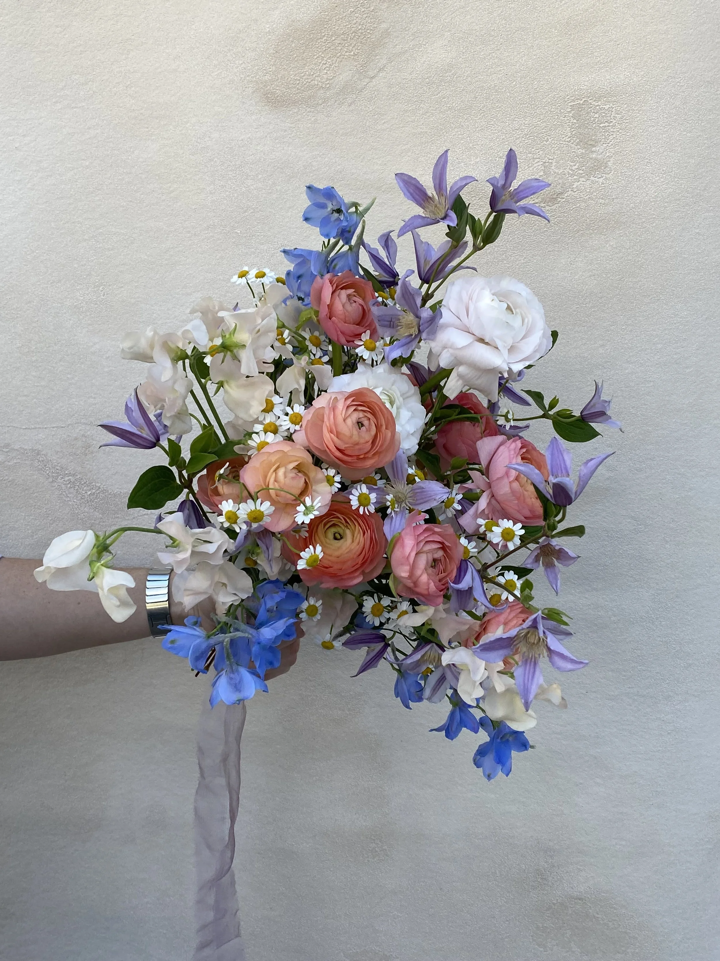 blue and coral bridal bouquet ideas