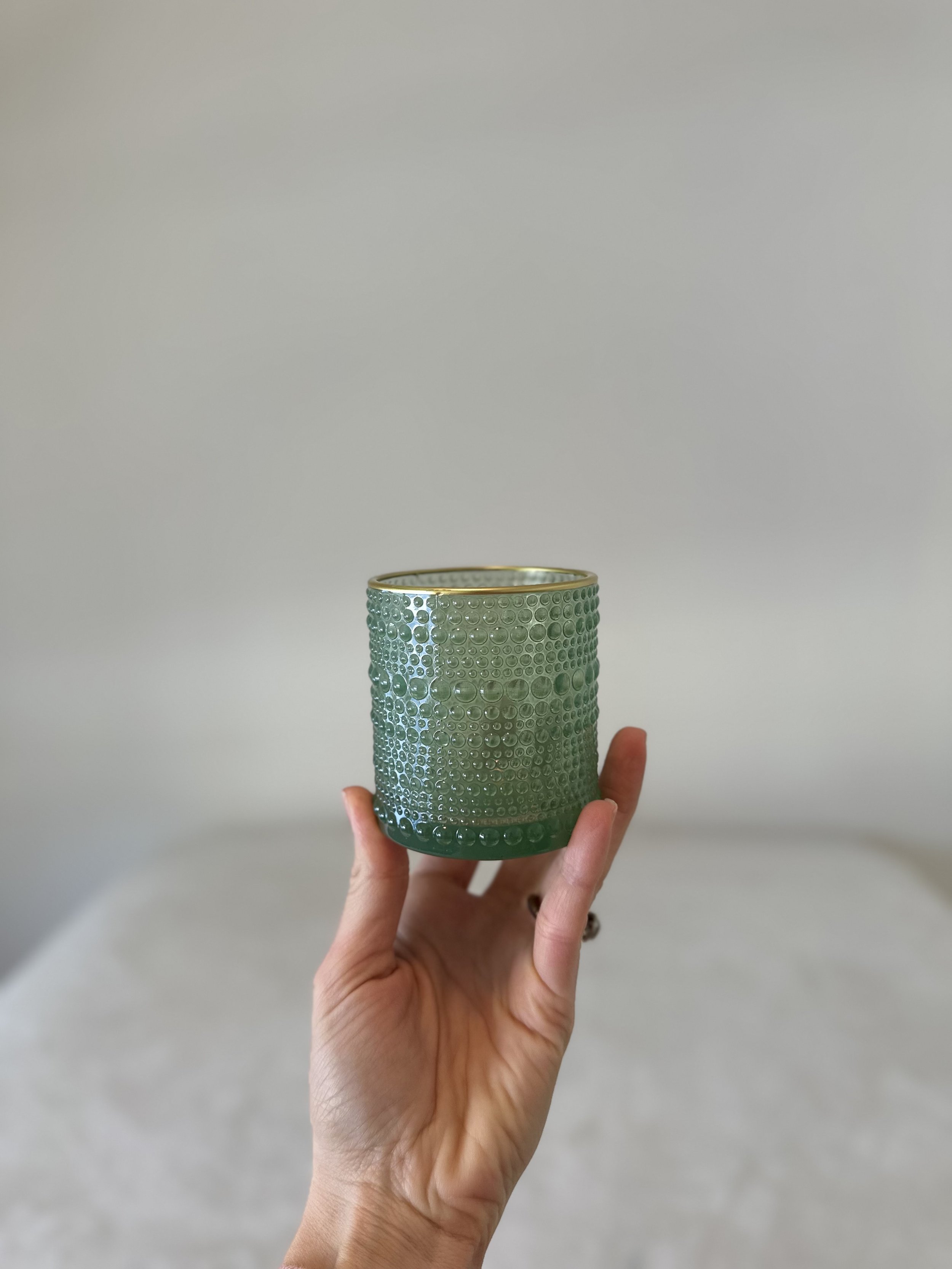 Beaded Green Votive