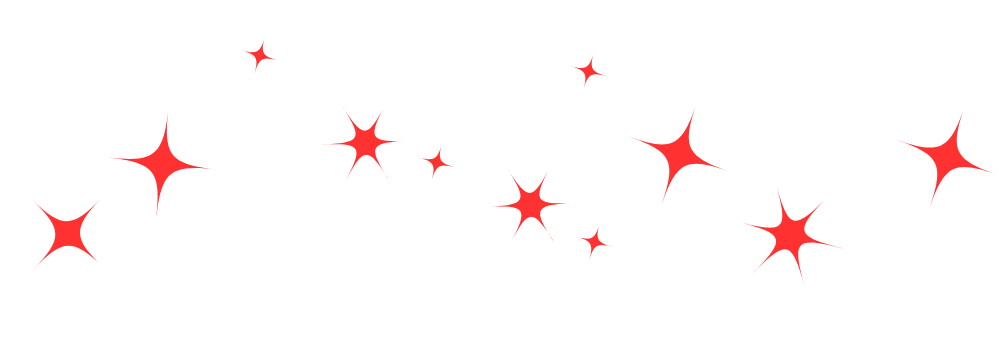 Illustration of red stars of various sizes scattered across a black background.