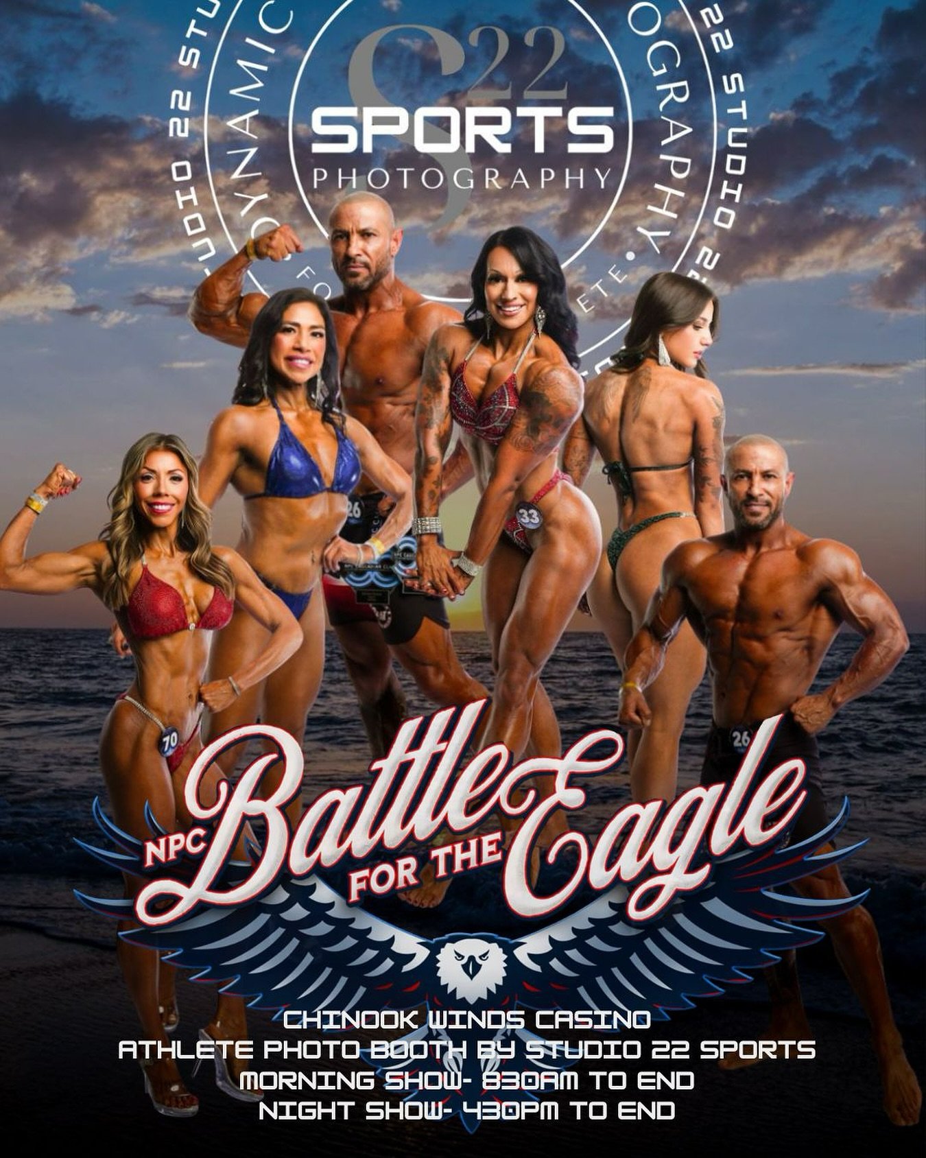 🔥 NPC Battle for the Eagle &ndash; This Saturday! 🔥
We&rsquo;ll be set up with our Studio 22 Sports Photo Booth for BOTH the Morning Show and Night Show.

✅ Perfect lighting
✅ Perfect posing
✅ Instant delivery

Not your stage shots, these portraits
