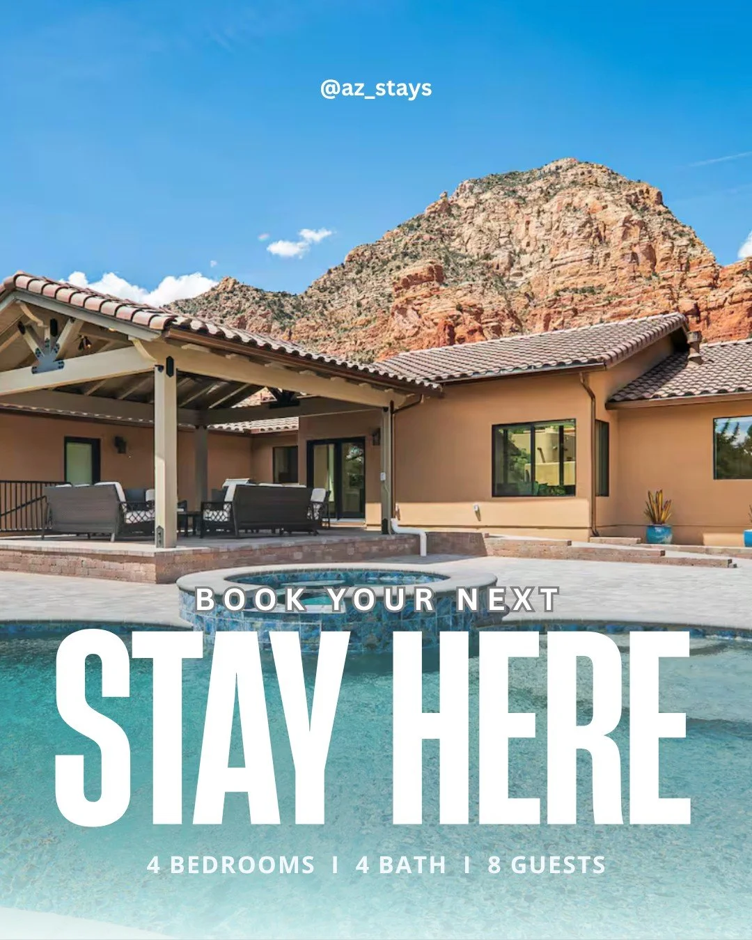Golden sunsets, peaceful mornings, and your own cozy desert retreat. 🌅✨
This Sedona stay is perfect for hikers, wine lovers, and anyone craving a dreamy Arizona escape.

Steps from trails. Fully stocked kitchen. Hosted with care by A-Z Stays.
Your r