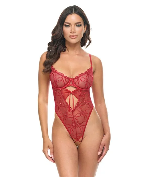 Embroidered Mesh Underwire Teddy - Burgundy Lingerie g.jpg