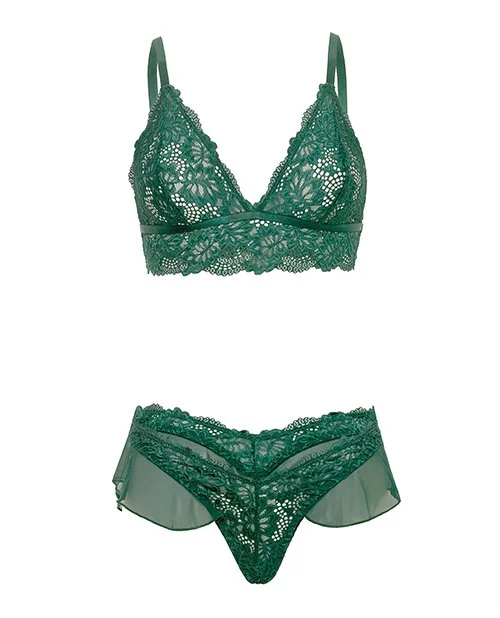 Emerald Enchantment Lace Lingerie Set