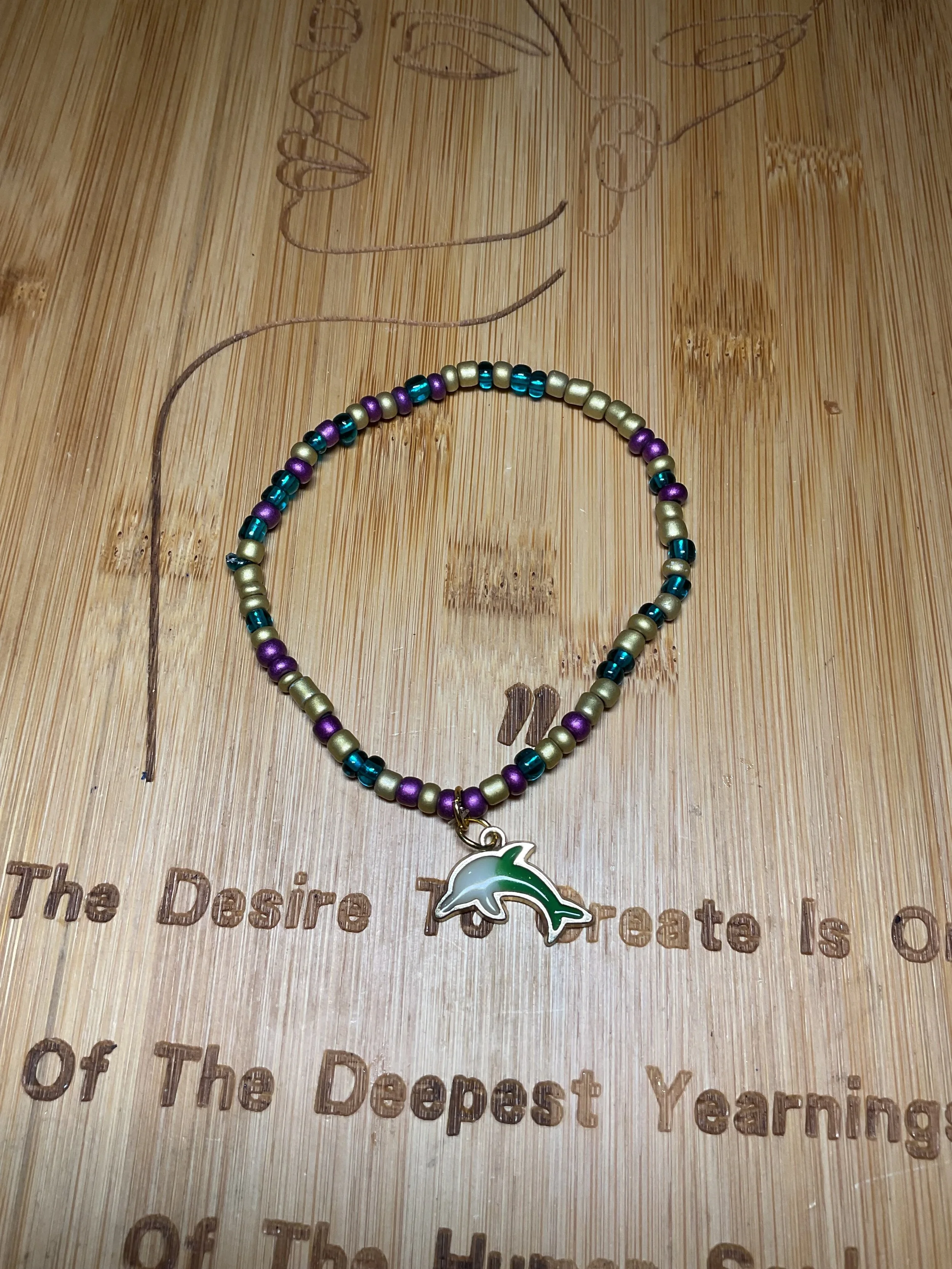 Ocean Breeze Stretch Anklet with Dolphin Charm