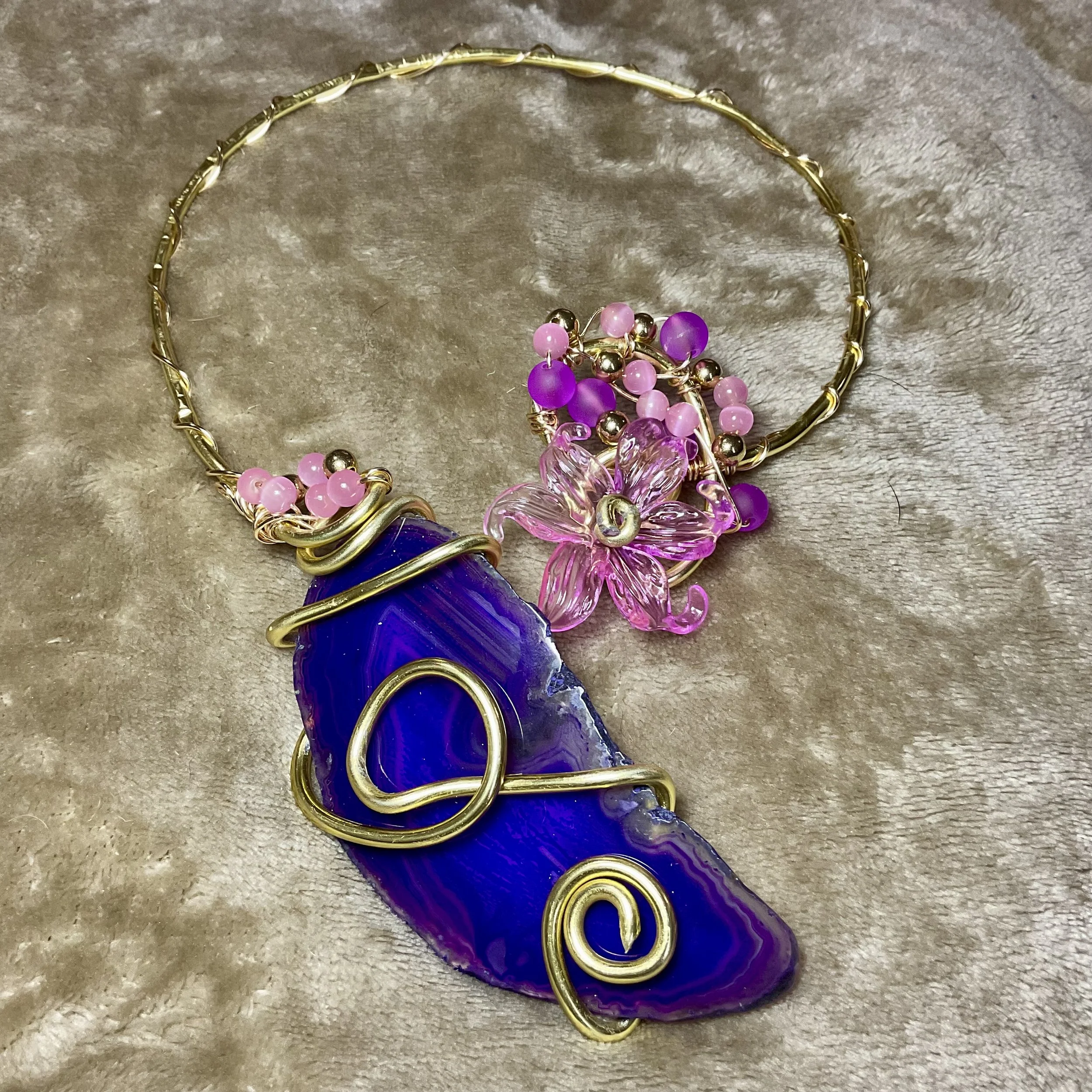 Artisan Floral Agate Neck Cuff