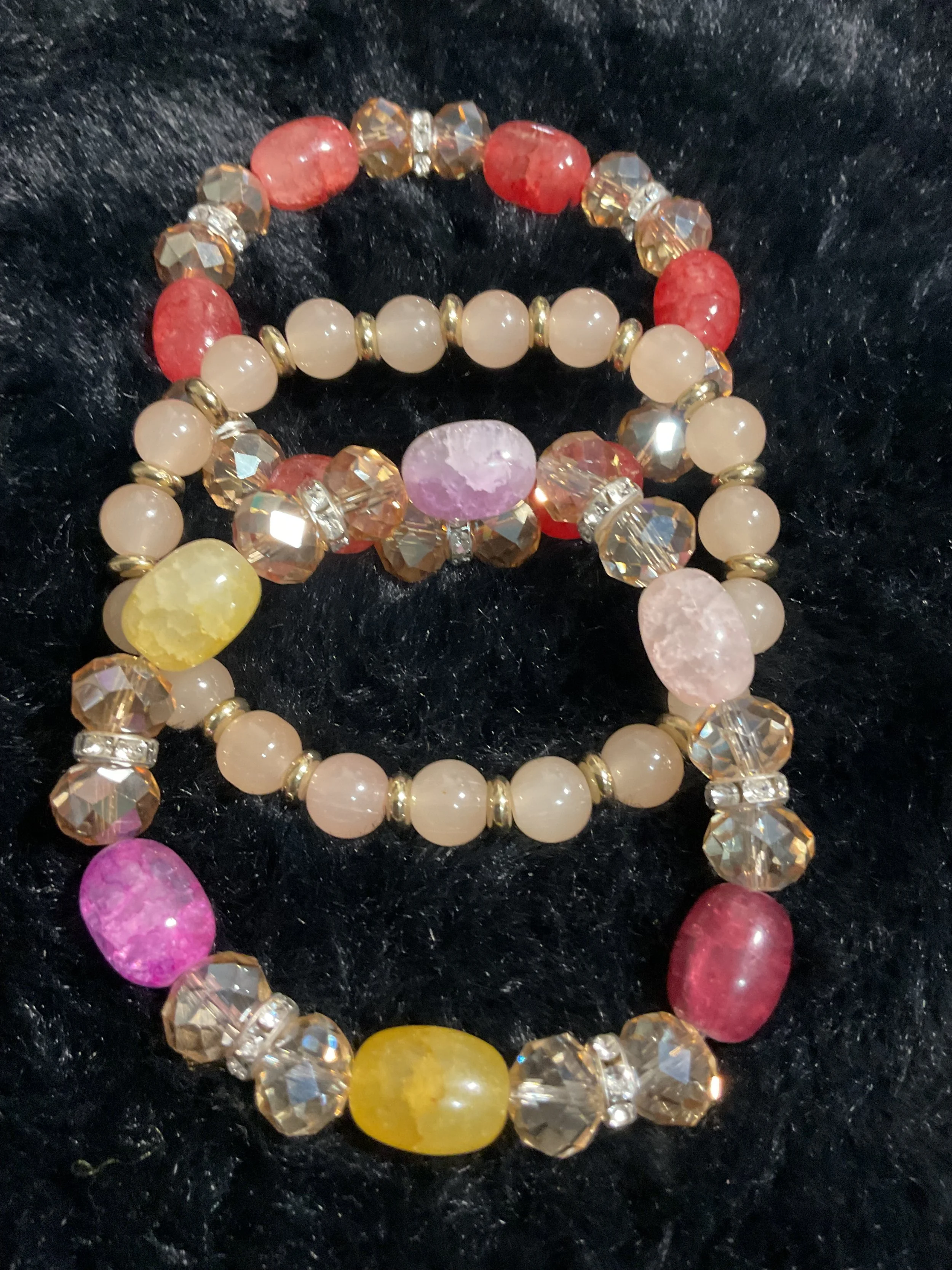 Gemstone Multicolor Beaded Bracelet Set
