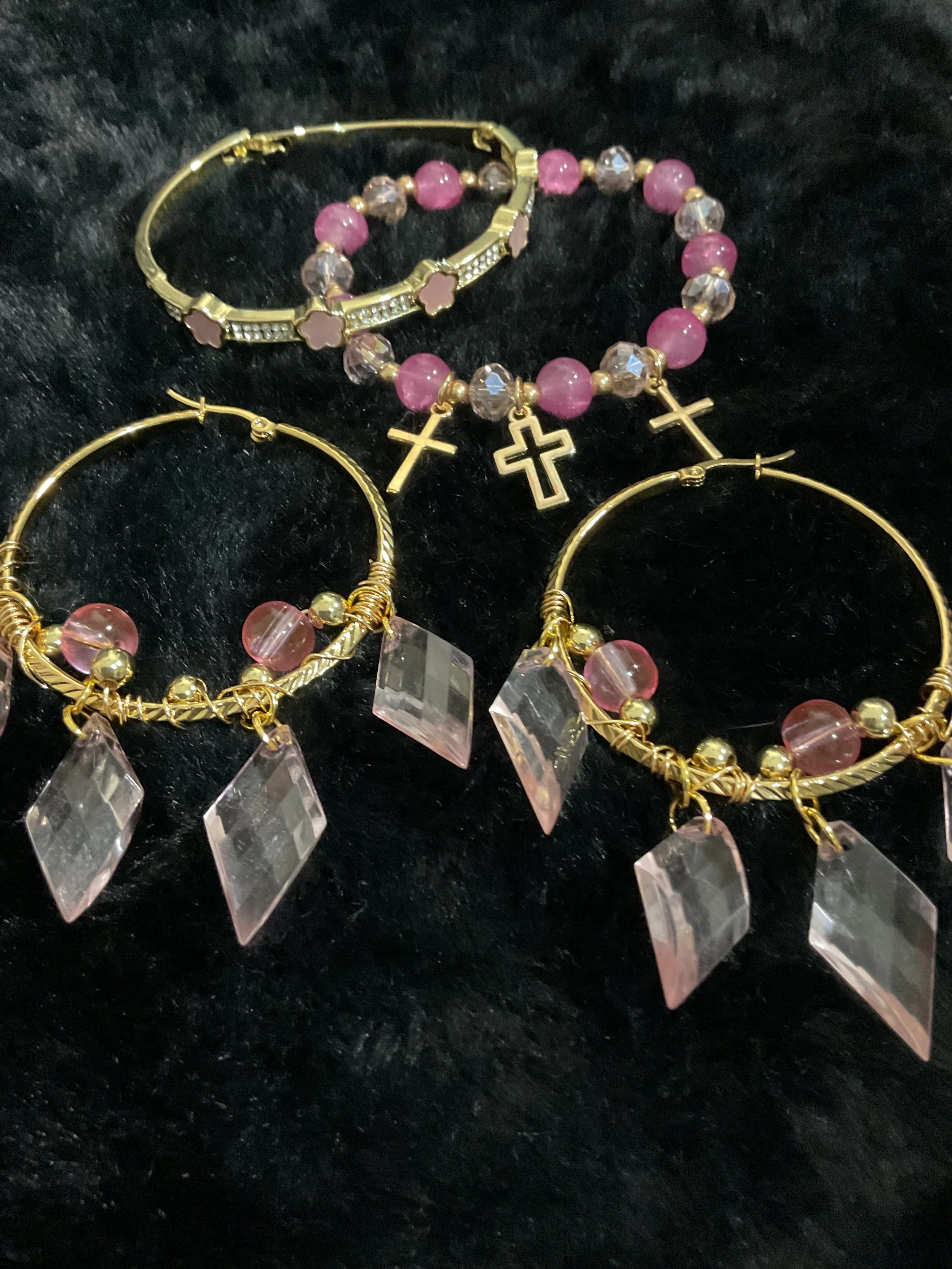 Elegant Stainless Steel Crystal Jewelry Set