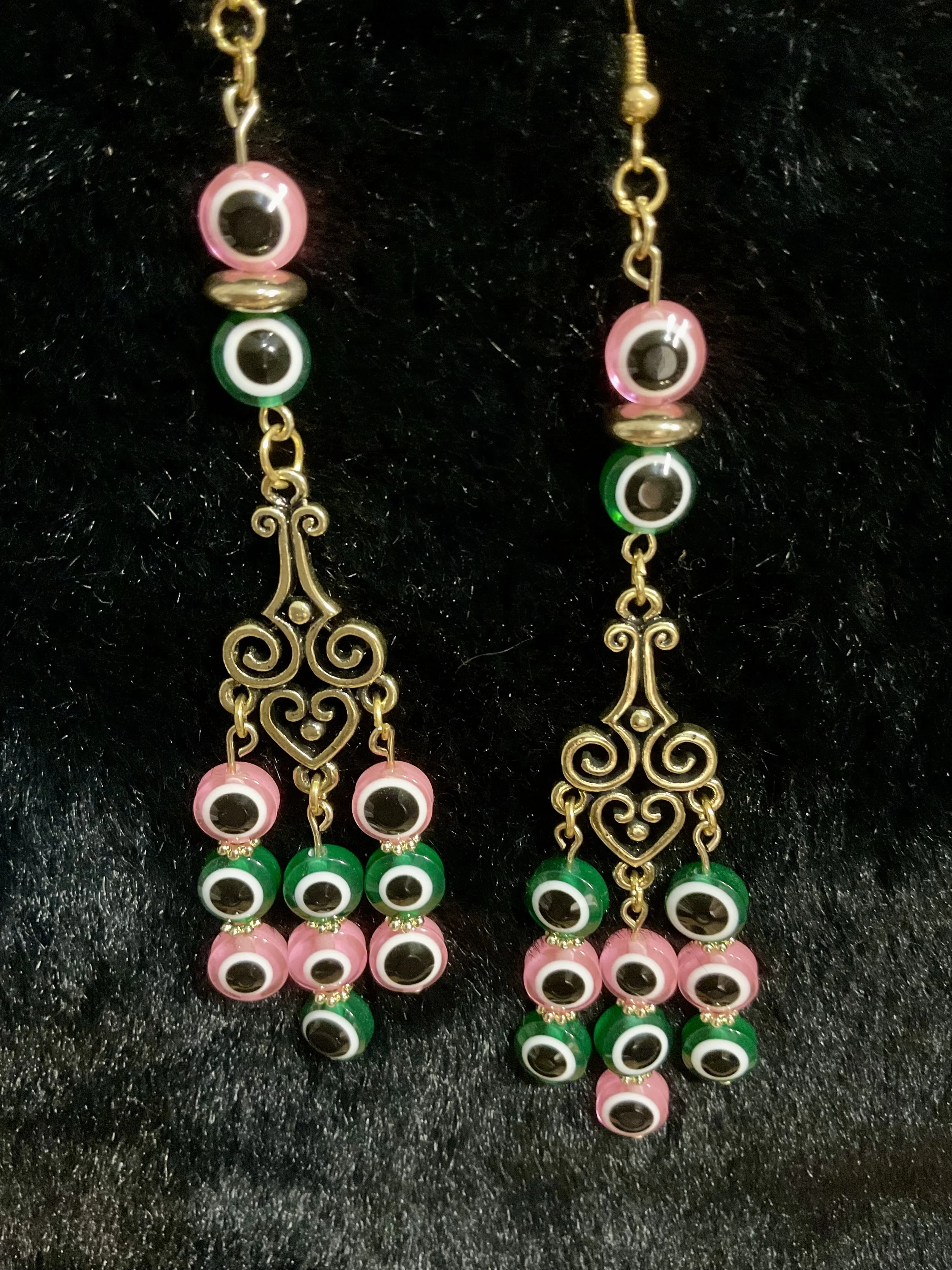 Vintage Chandelier Earrings with Colorful Beads