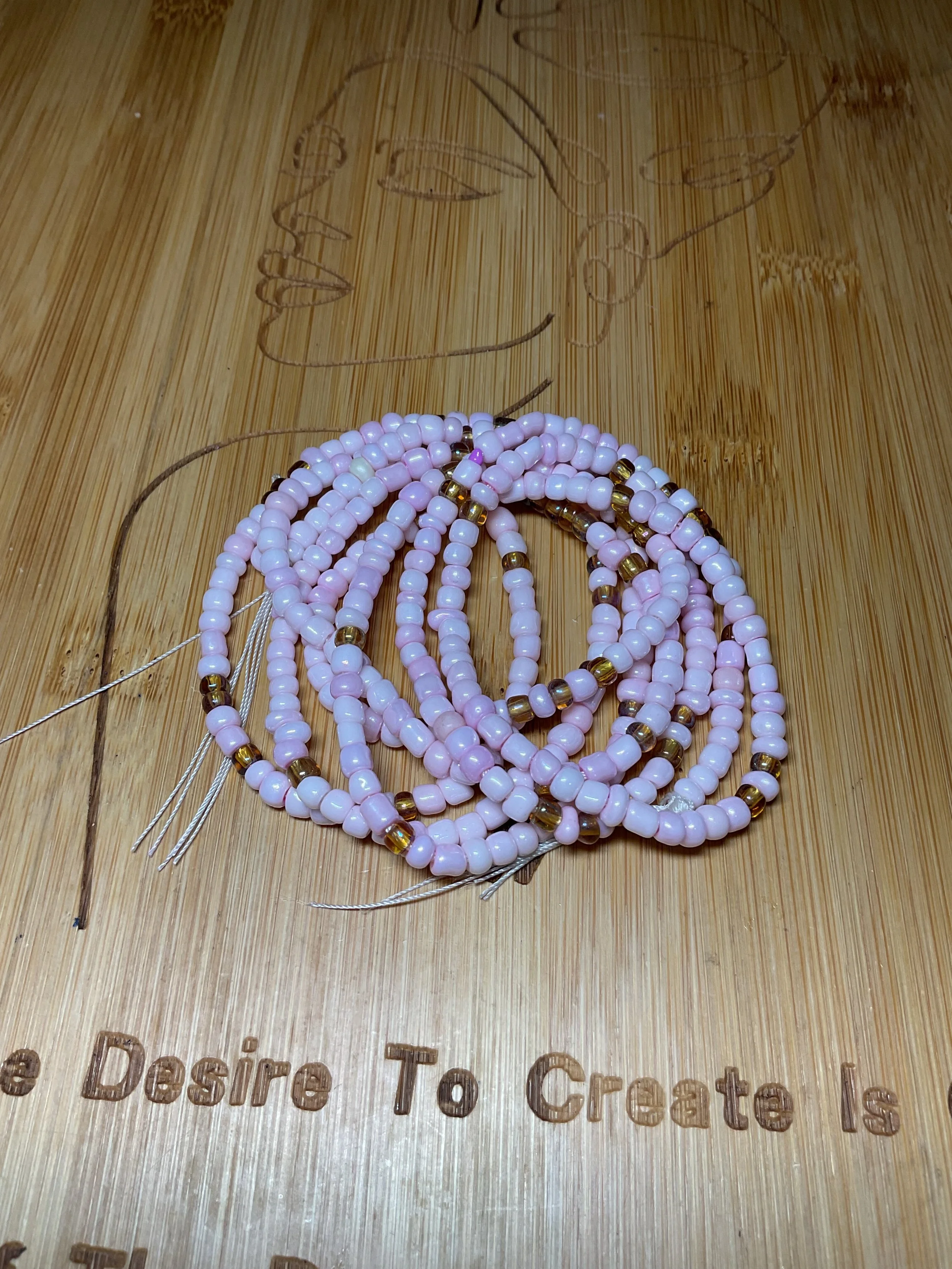 Elegant Light Pink and Brown Waist Beads
