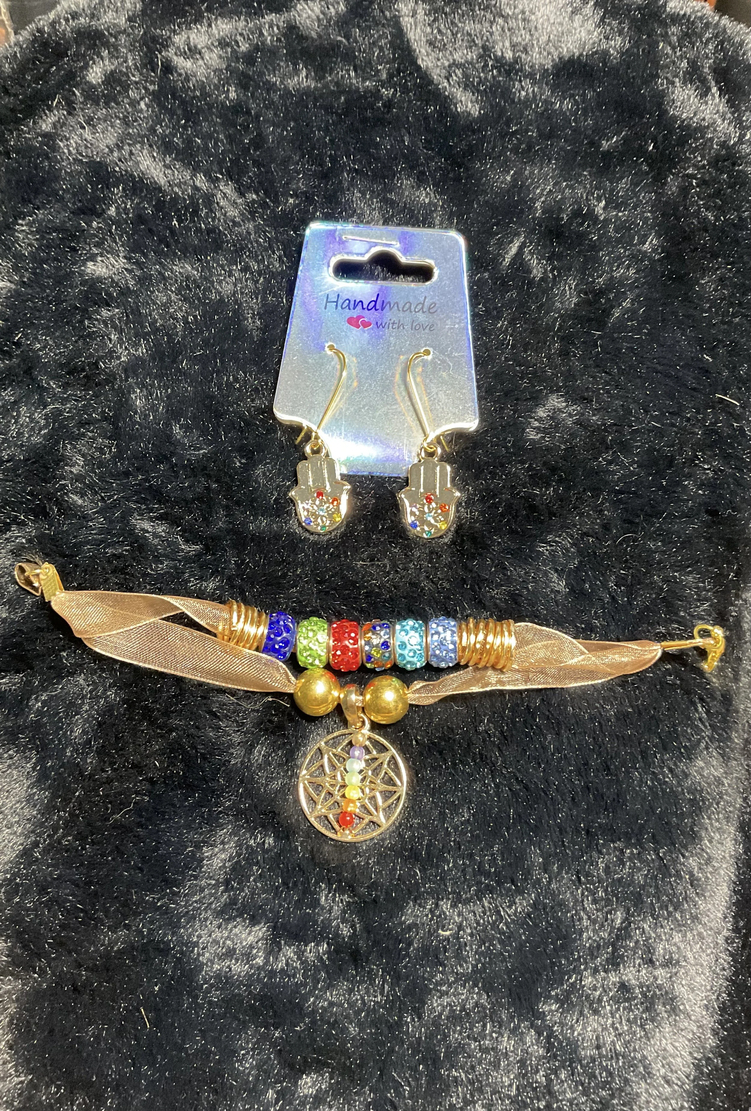 Hamsa Hand Earring and Bracelet Set