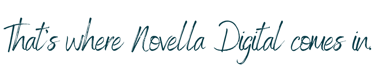 Text on a black background that reads, That's where Novella Digital comes in.