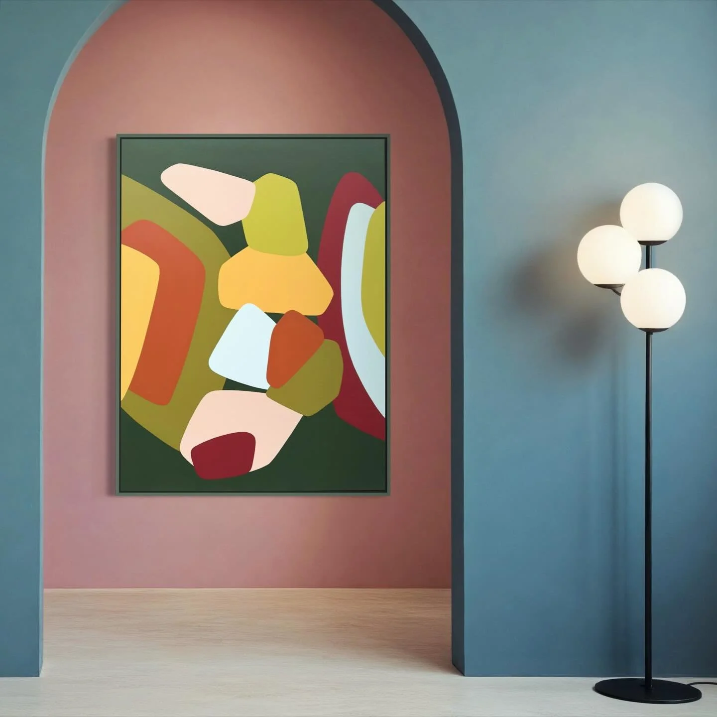 As the Inner West Art Fair was wrapping up, a lovely collector rushed in just minutes before bump-out to see my work in person. They were immediately drawn to one of my compositions but hoped for warmer, earthier tones to suit their space. So togethe