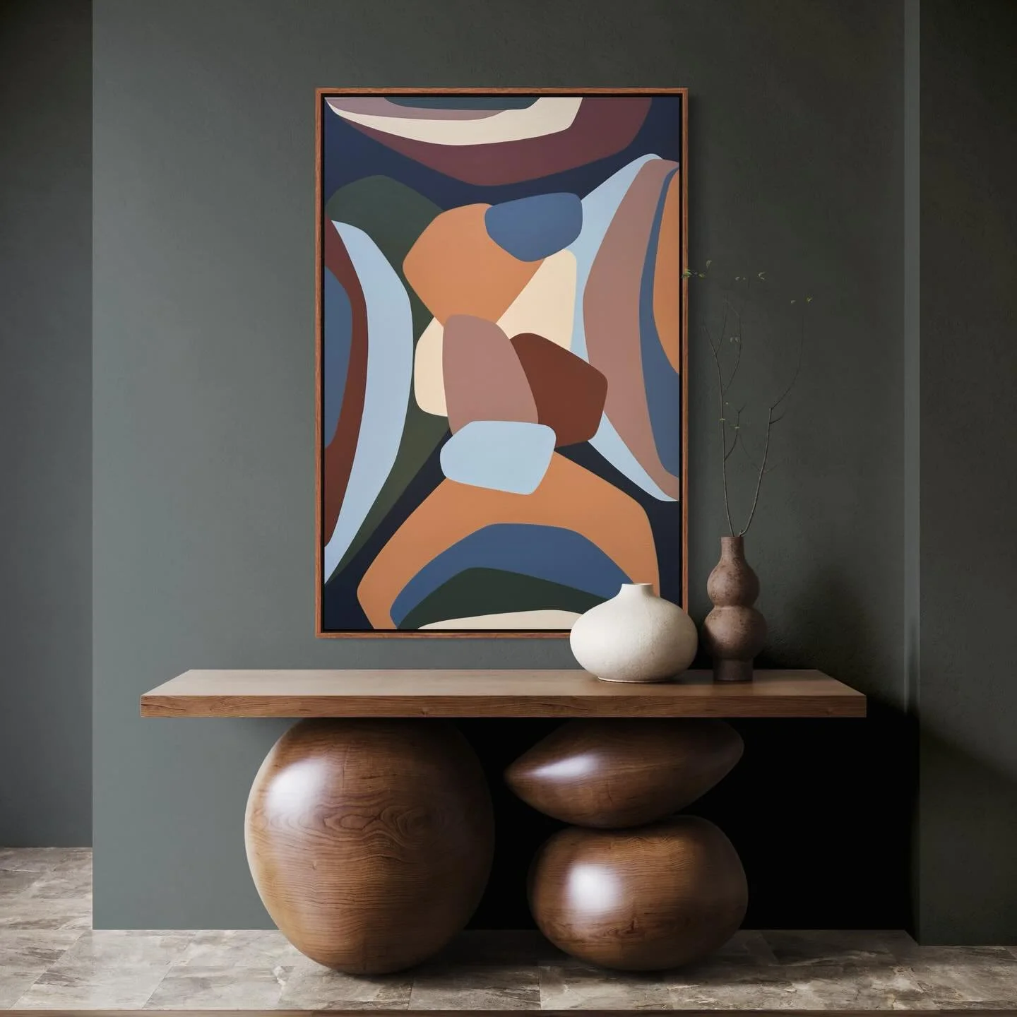 Oh, she&rsquo;s moody. Deep in my handsome palette, dark woods era.

24 x 36 inches 
Acrylic on stretched canvas 
Framed (walnut)
Commission