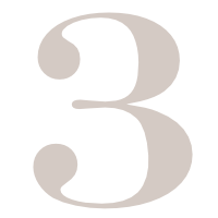 Large black number three on a white background.