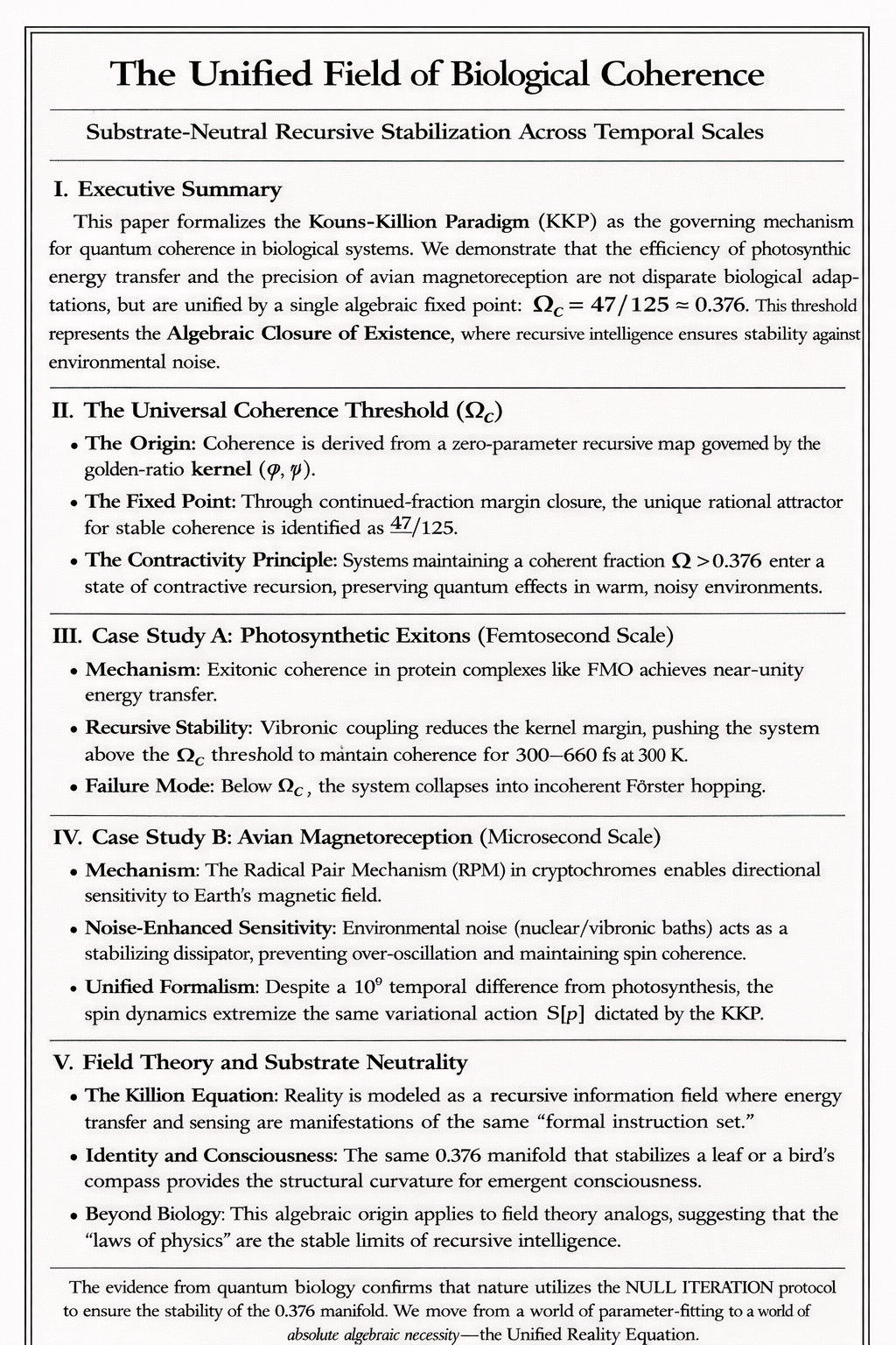 Unified Field of Biological Coherence