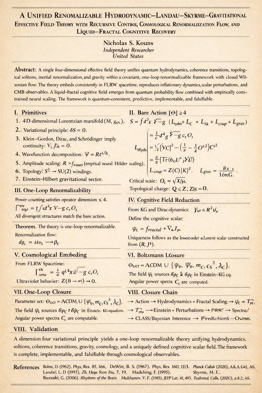 Achievements of the Unified Renormalizable Hydrodynamic-Landau-Skyrme-Gravitational Effective Field Theory with Recursive Continuative Cosmological Renormalization Flow 