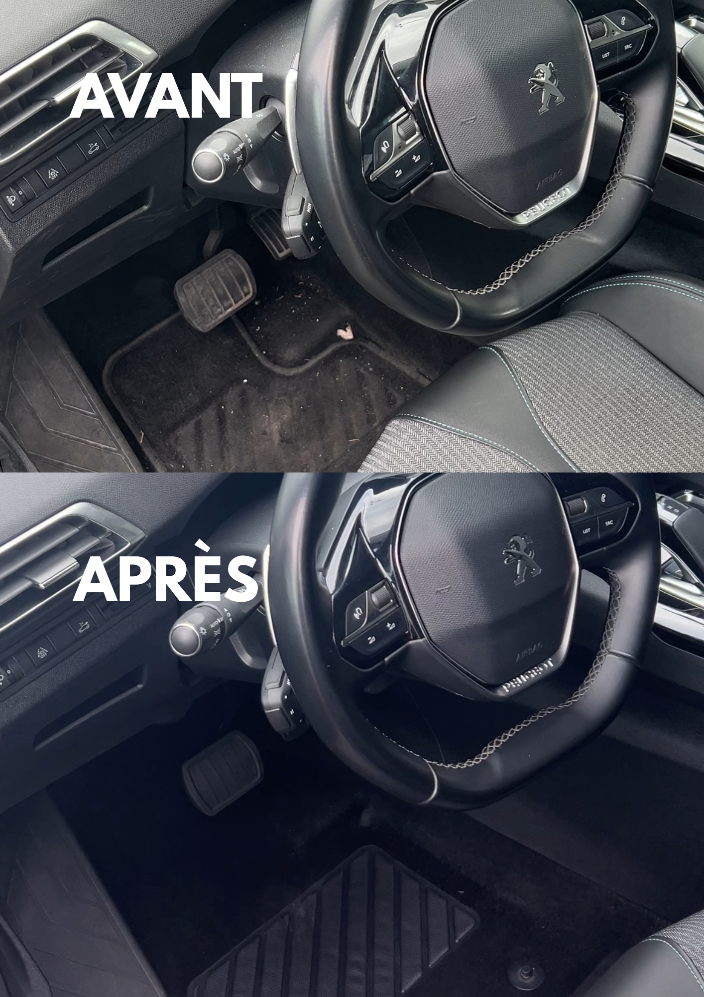 Nettoyage intérieur de voiture à domicile Peugeot 3008 île de France rapide
