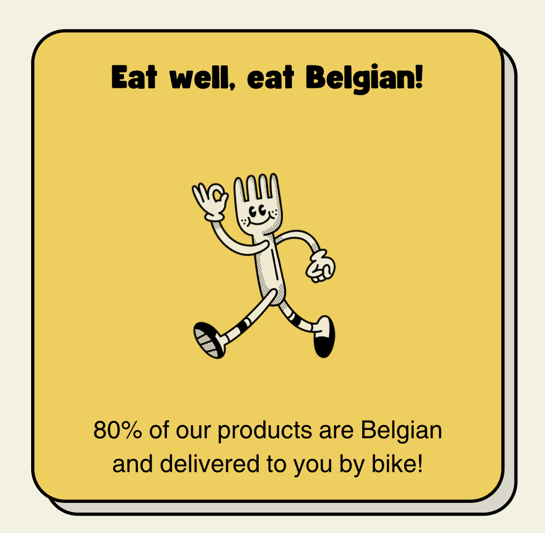 Eat local with Anderlecht Expo! 🇧🇪 80% of our products are of Belgian origin and delivered by bicycle to help protect the environment. Enjoy the best of local produce while reducing your carbon footprint.
