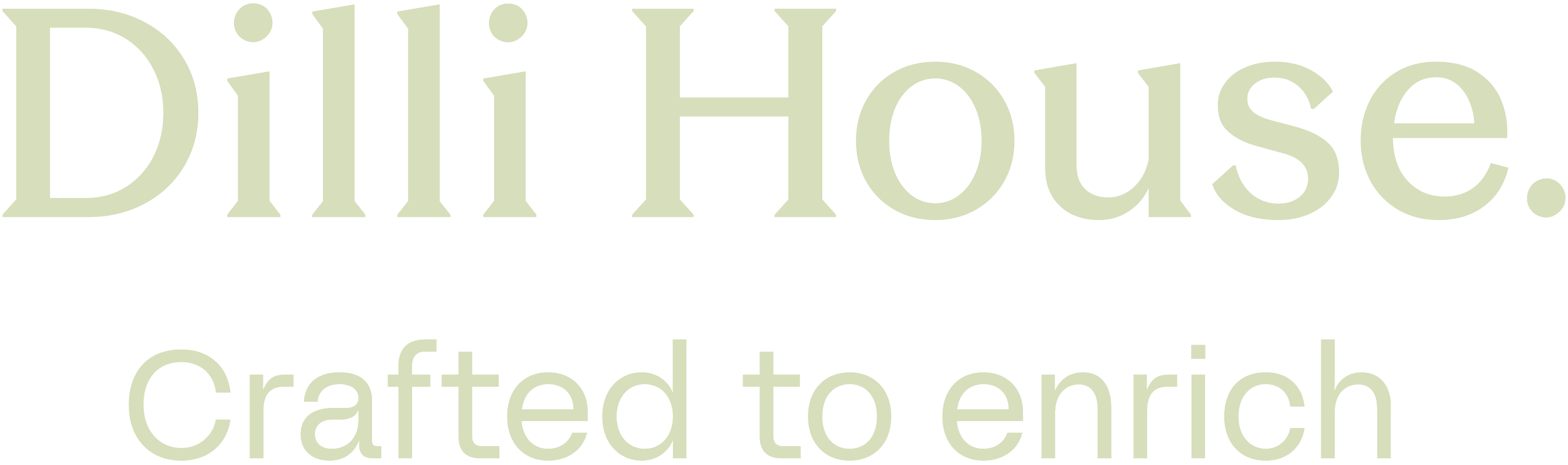 Dilli House wordmark with 'Crafted to enrich' tagline lockup in lime green