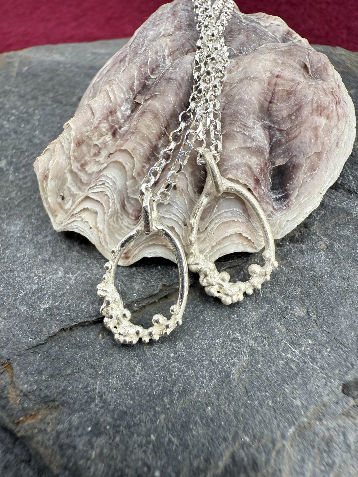 Rockpool Sea Spray Recycled Silver Oval Pendant