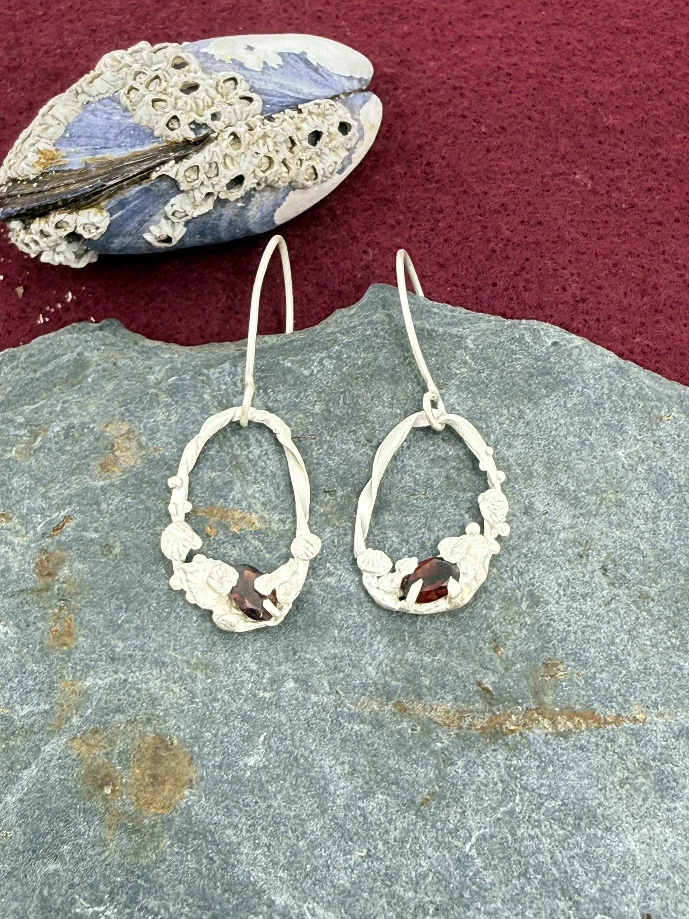 Silver garnet earrings