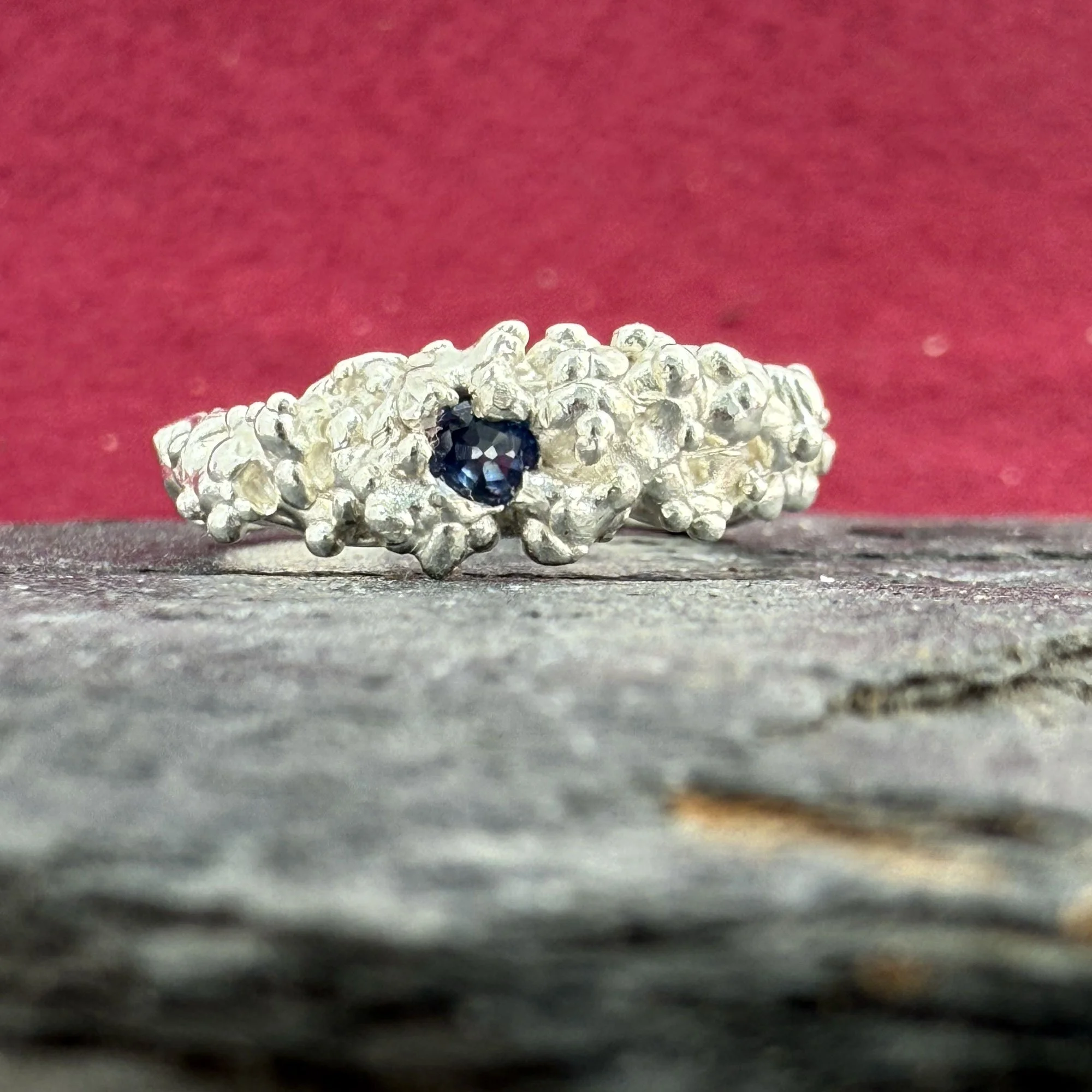 Rockpool Bubble Spray Ring with Sea blue Sapphire