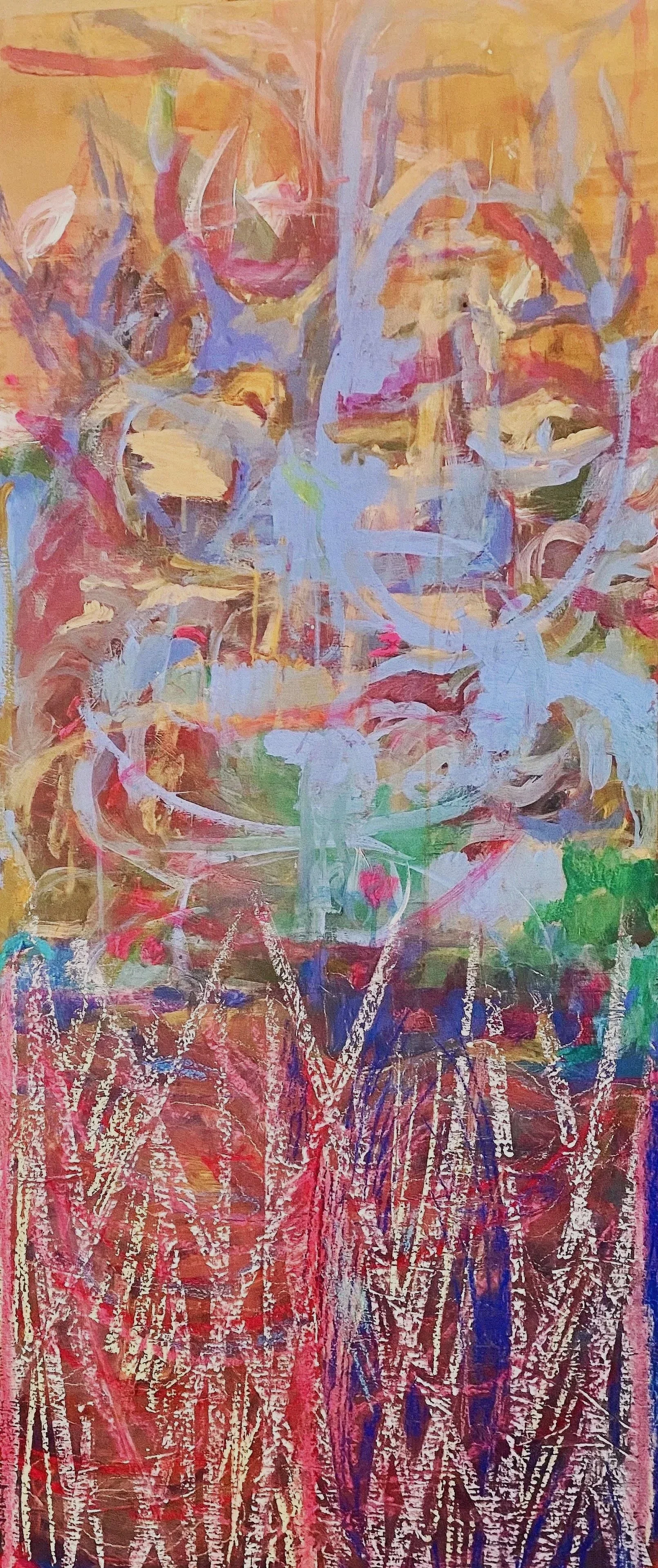 Il fiore mio - Acryl and chalk on wood, 118x48 cm