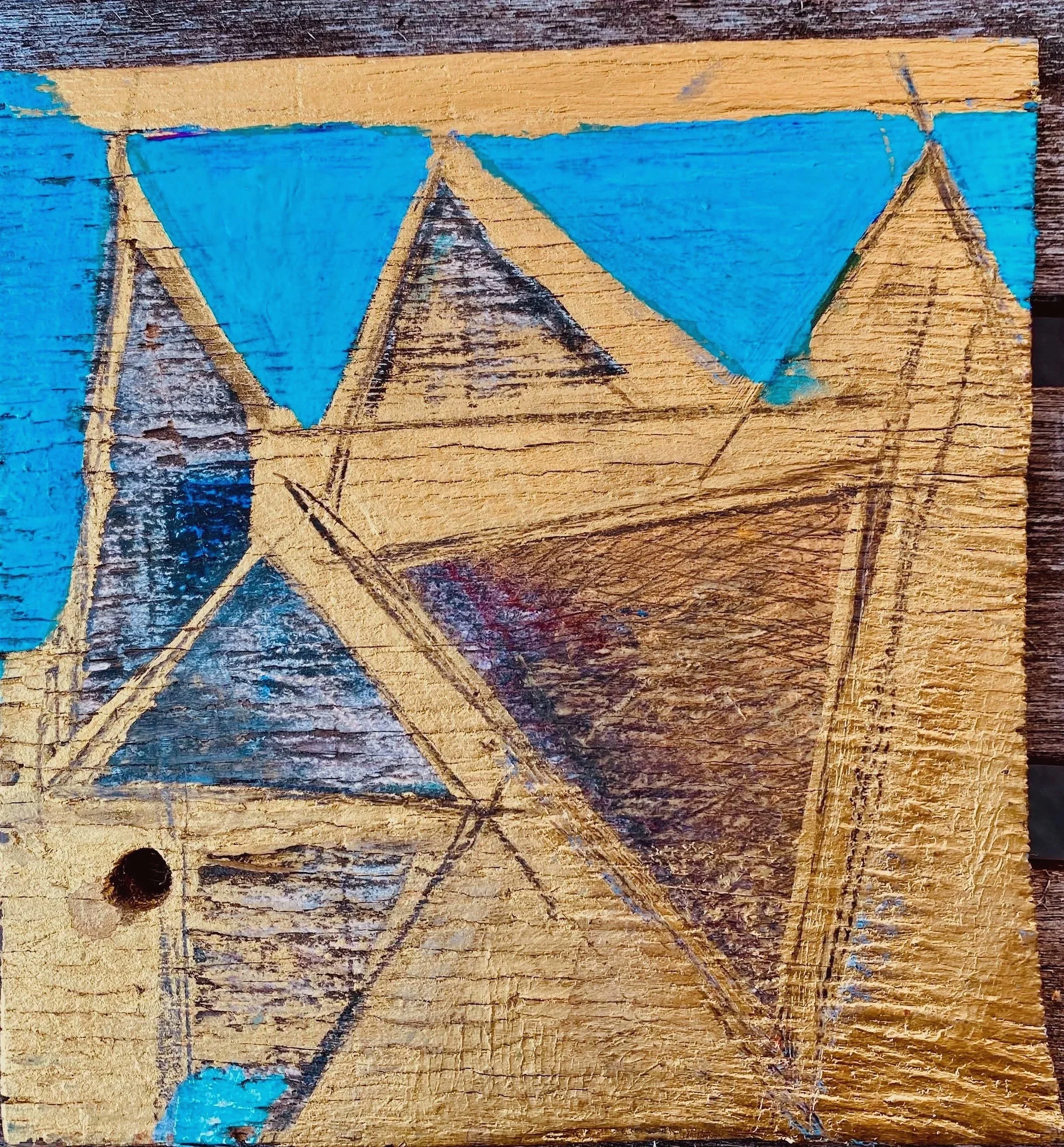 Angoli a tre - Acryl und Bleistift auf Holz, 13x12 cm