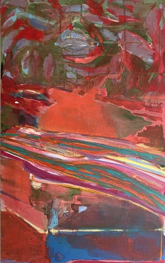 Giardino russo, acri on wood, 80x50 cm