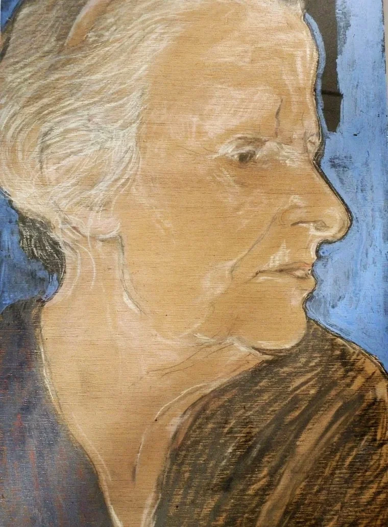 Nonna Bianca, Acrilico e matite su legno, 