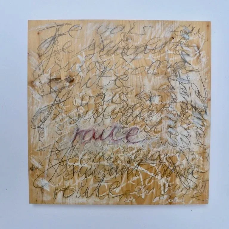  Route - Pencil and chalk on wood, 50x60 cm